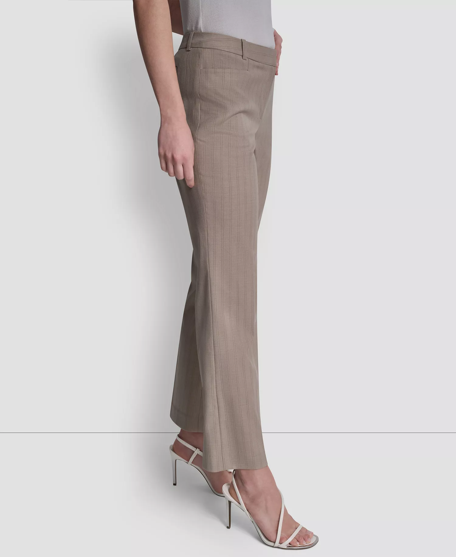Petite Pinstripe Modern Fashion Pants - Beige - 0P
