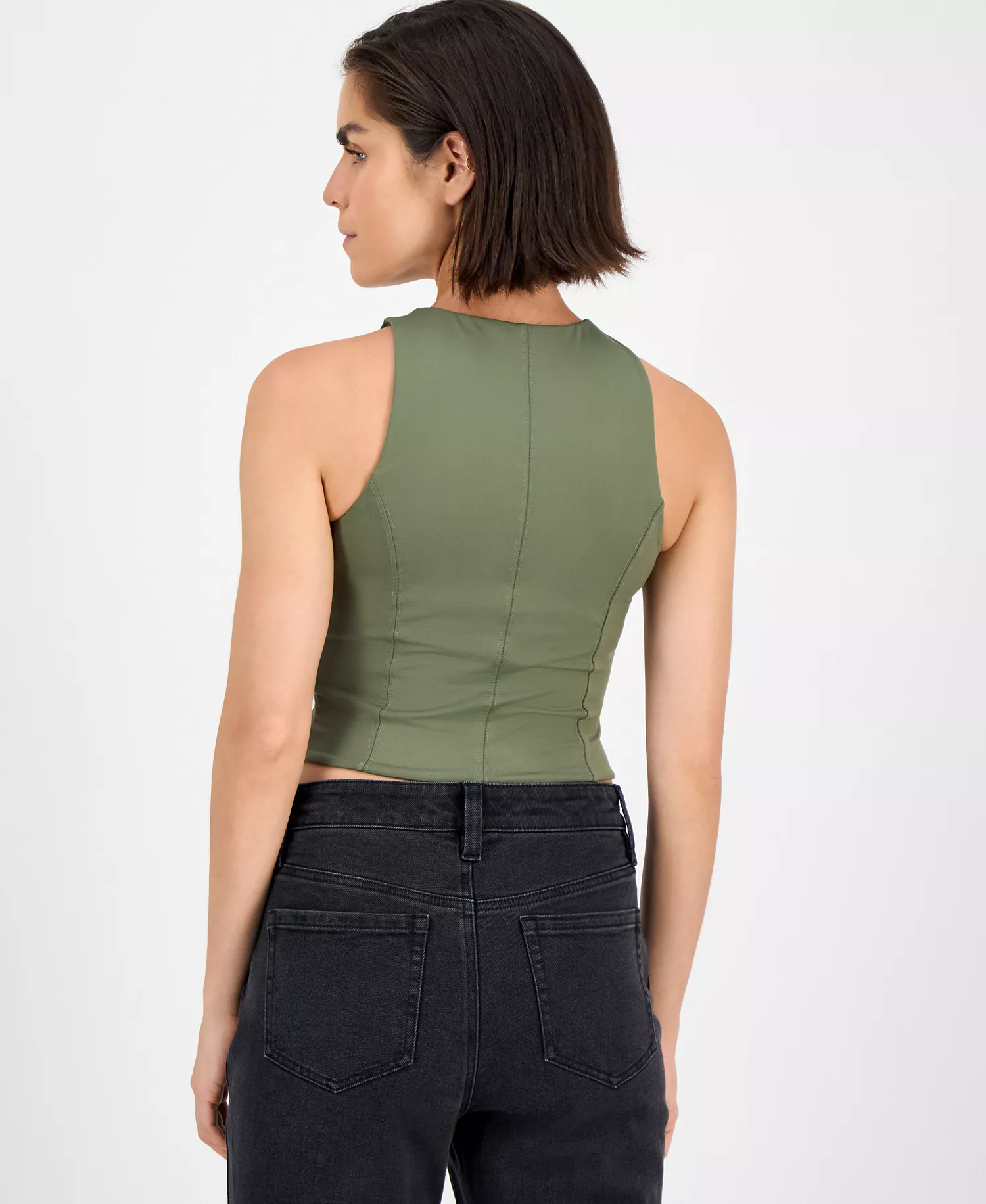 Women's Soft-Seam Corset Tank Top, Exclusively at Macy's  - Dusty Olive - XXS
