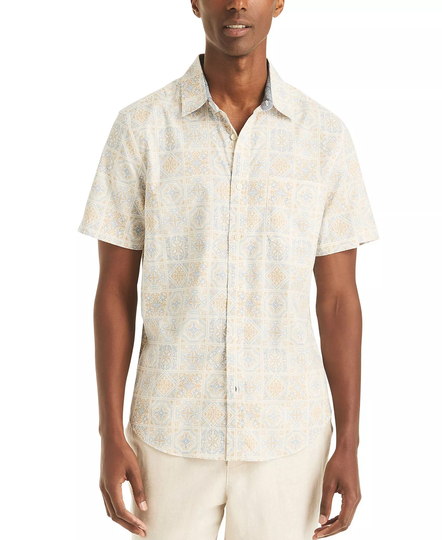 Men's Printed Short-Sleeve All-Over Print Shirt - Sail White - 2XL