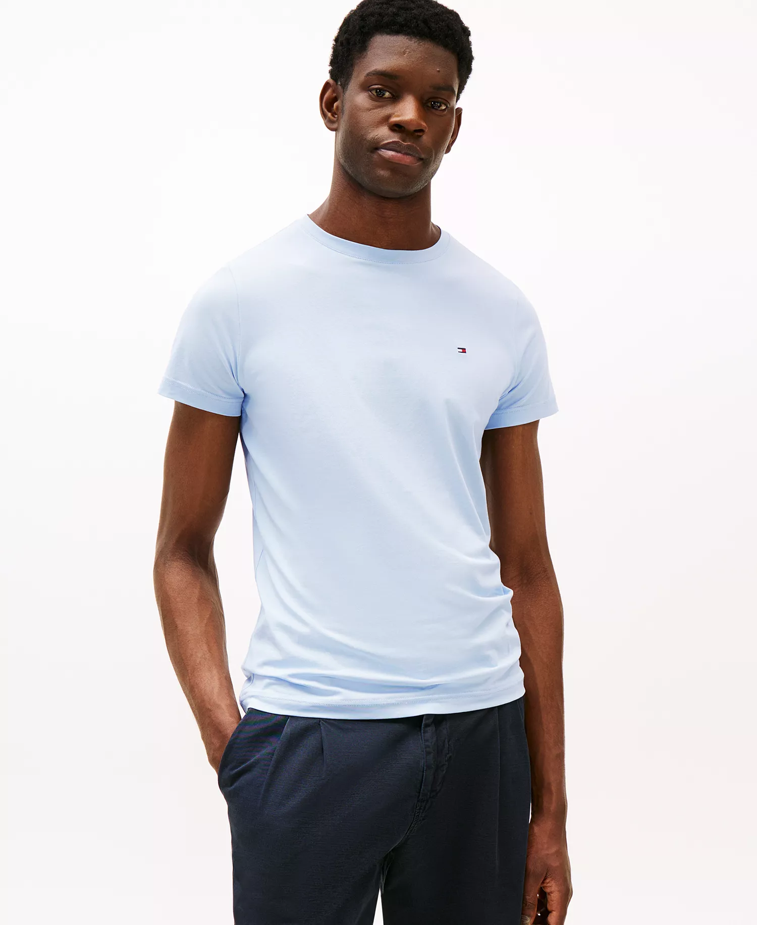 Men's Stretch Cotton Slim-Fit T-Shirt - Breezy Blue - 3XL