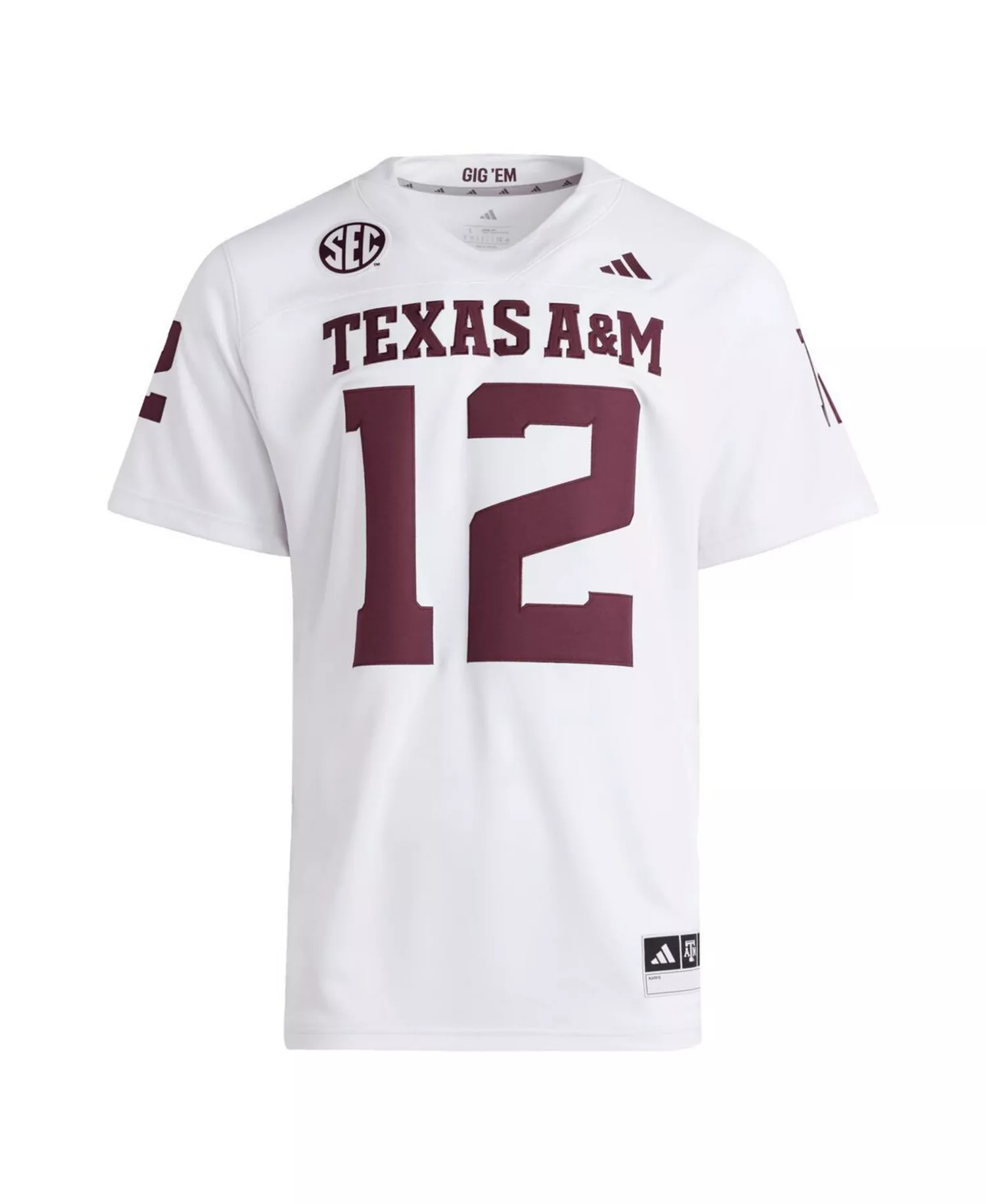 Men's 12 White Texas A M Aggies Premier Jersey - White - 2XL