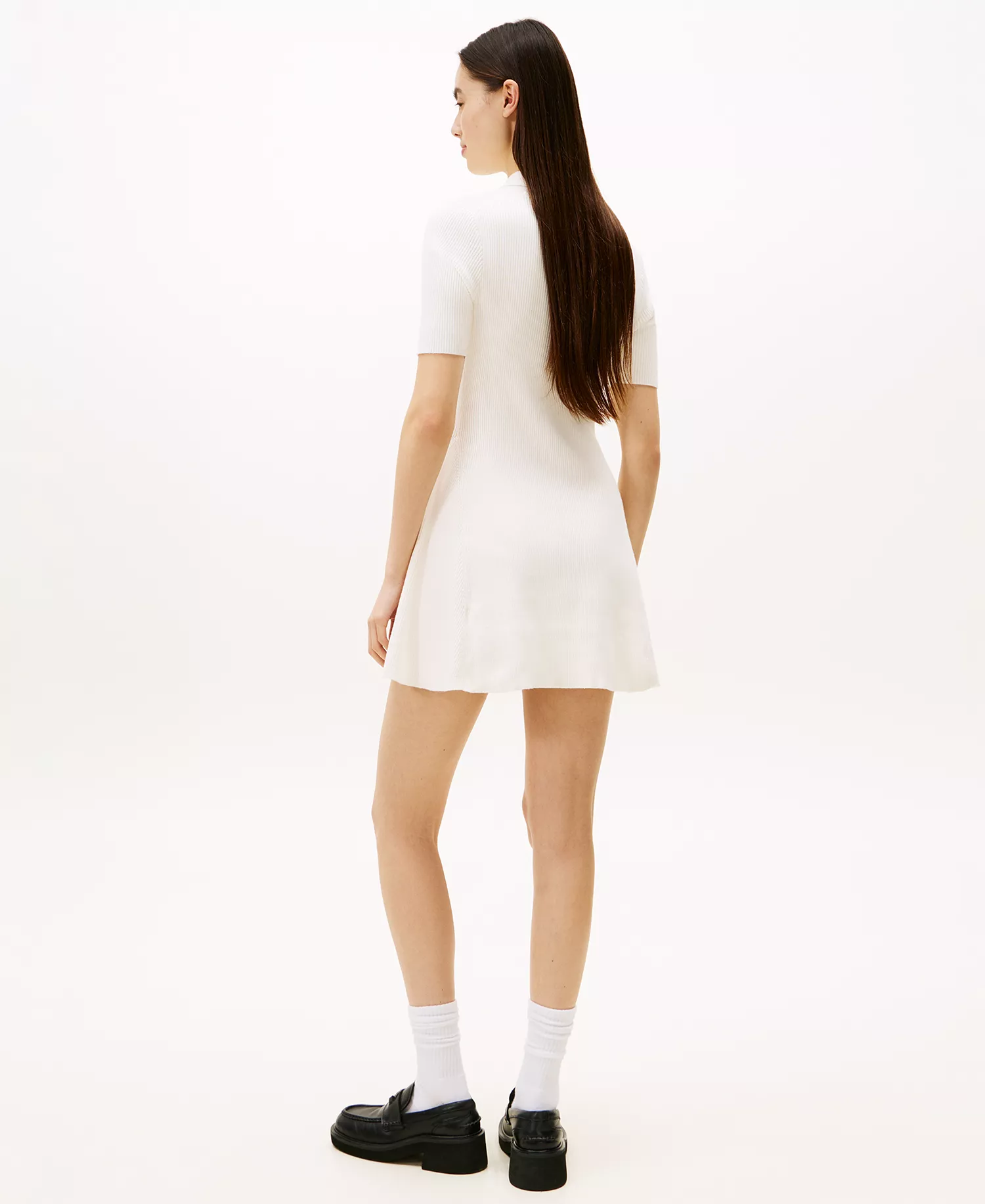 Women's Fit and Flare Polo Mini Dress - Ancient White - L