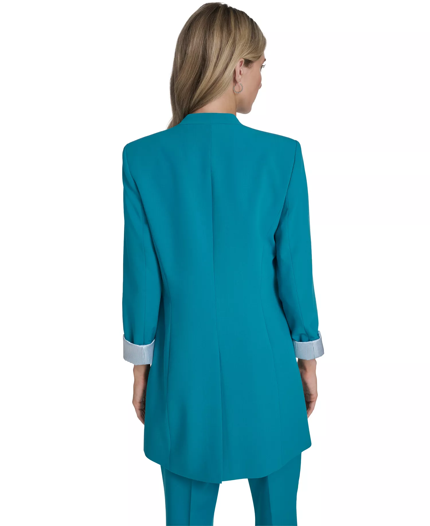 Women's Open-Front Roll Back Cuff Jacket - Petrol - 10