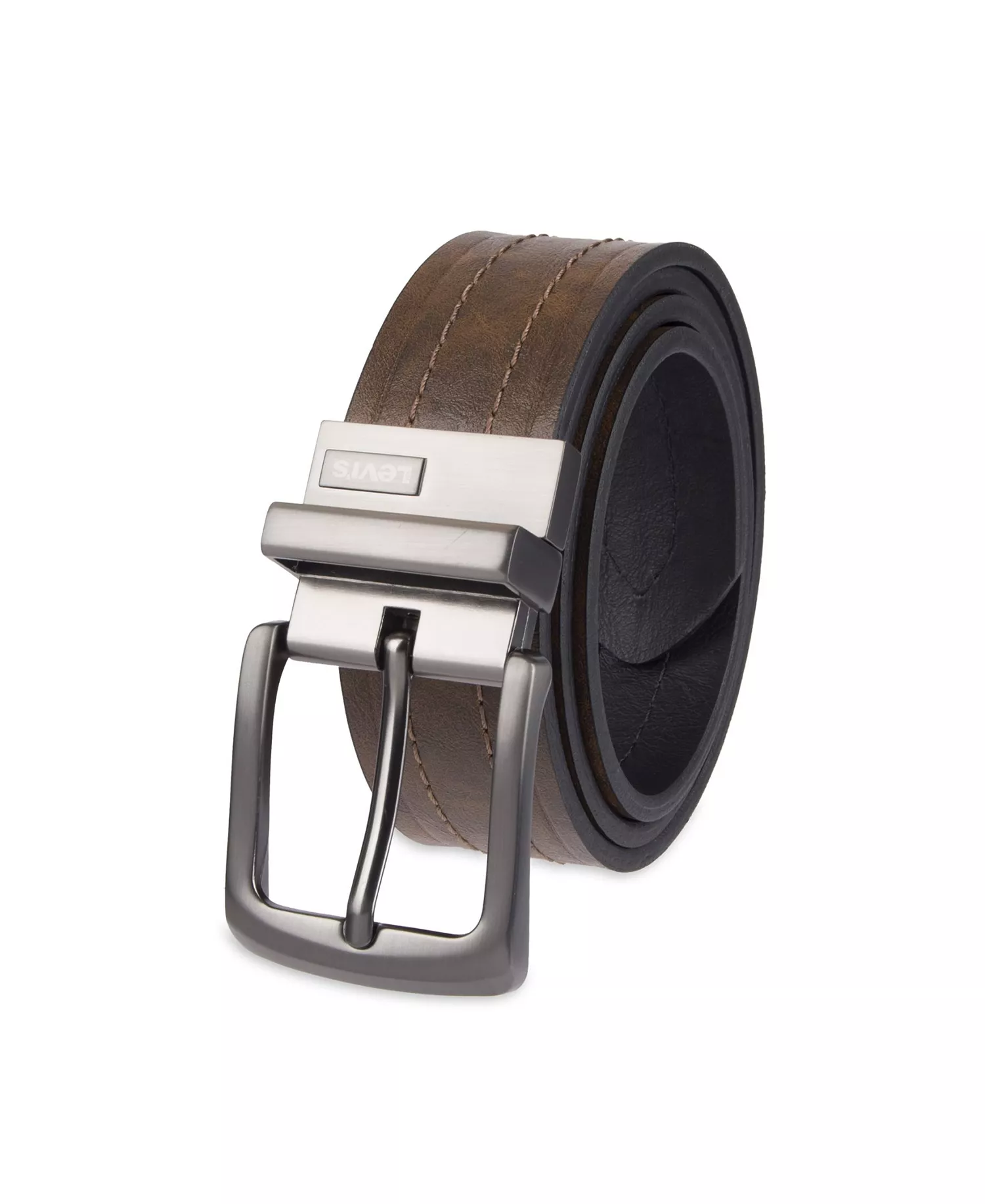 Men's Reversible Casual Embossed Strap Belt - Brown/Black - L (38-40)