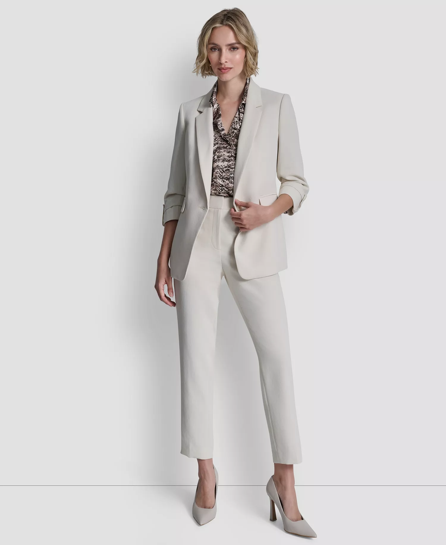 Women's Notch Collar One-Button Jacket - Ecru - 10