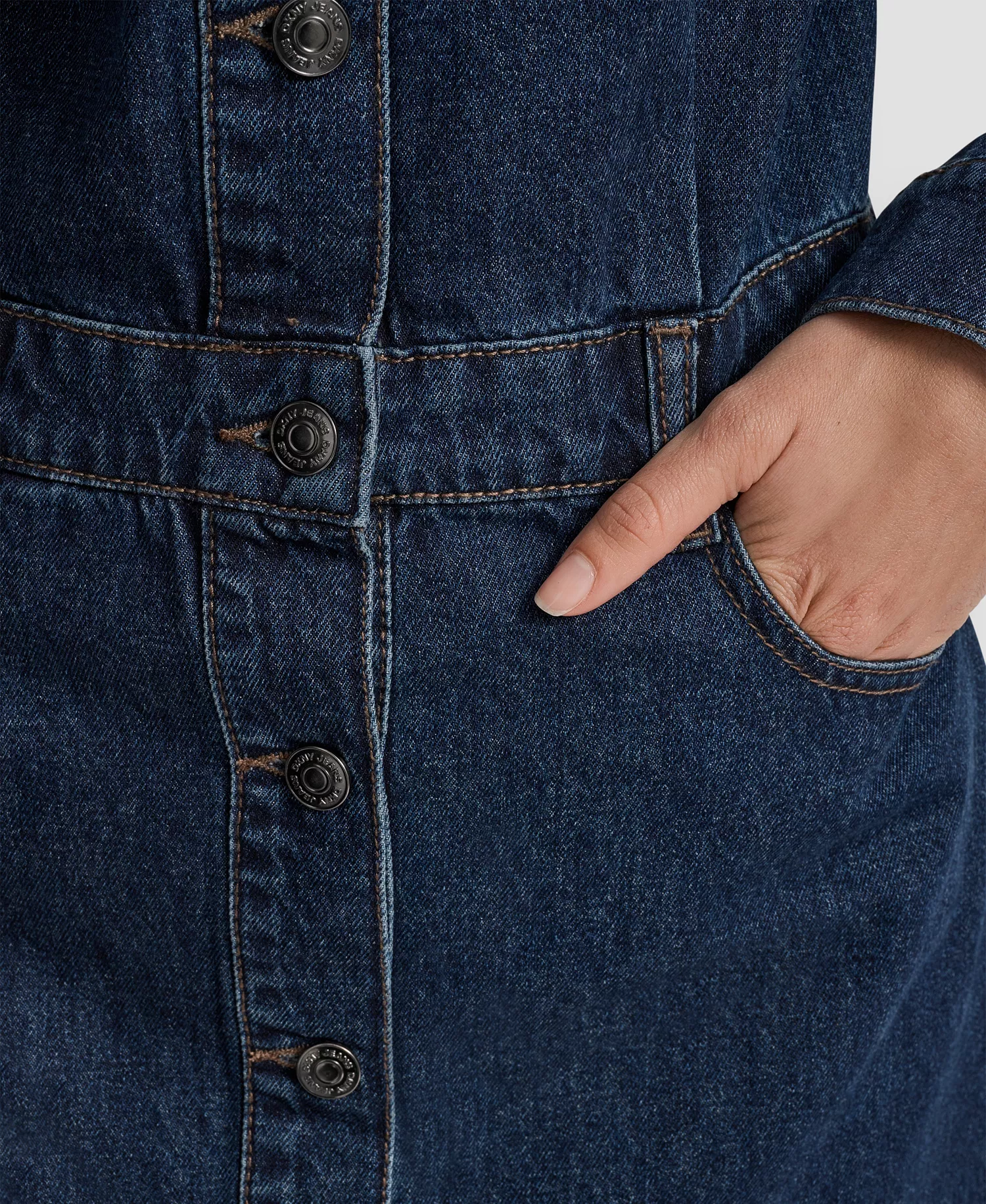 Women's Button-Down Long-Sleeve Denim Dress - ELERY - XS