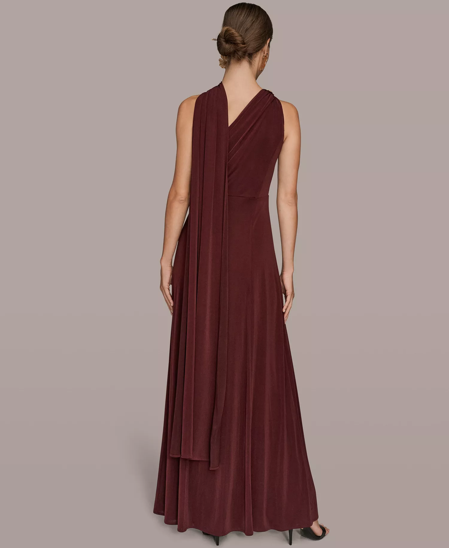 Women's One Shoulder Sleeveless Dress - BERRY - 10