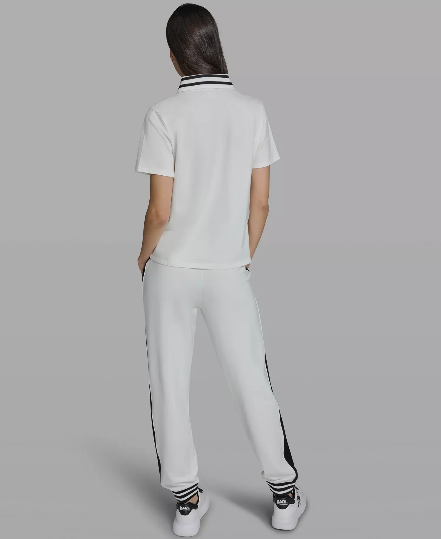 Women's Choupette Knit Collared Polo Top - White - L