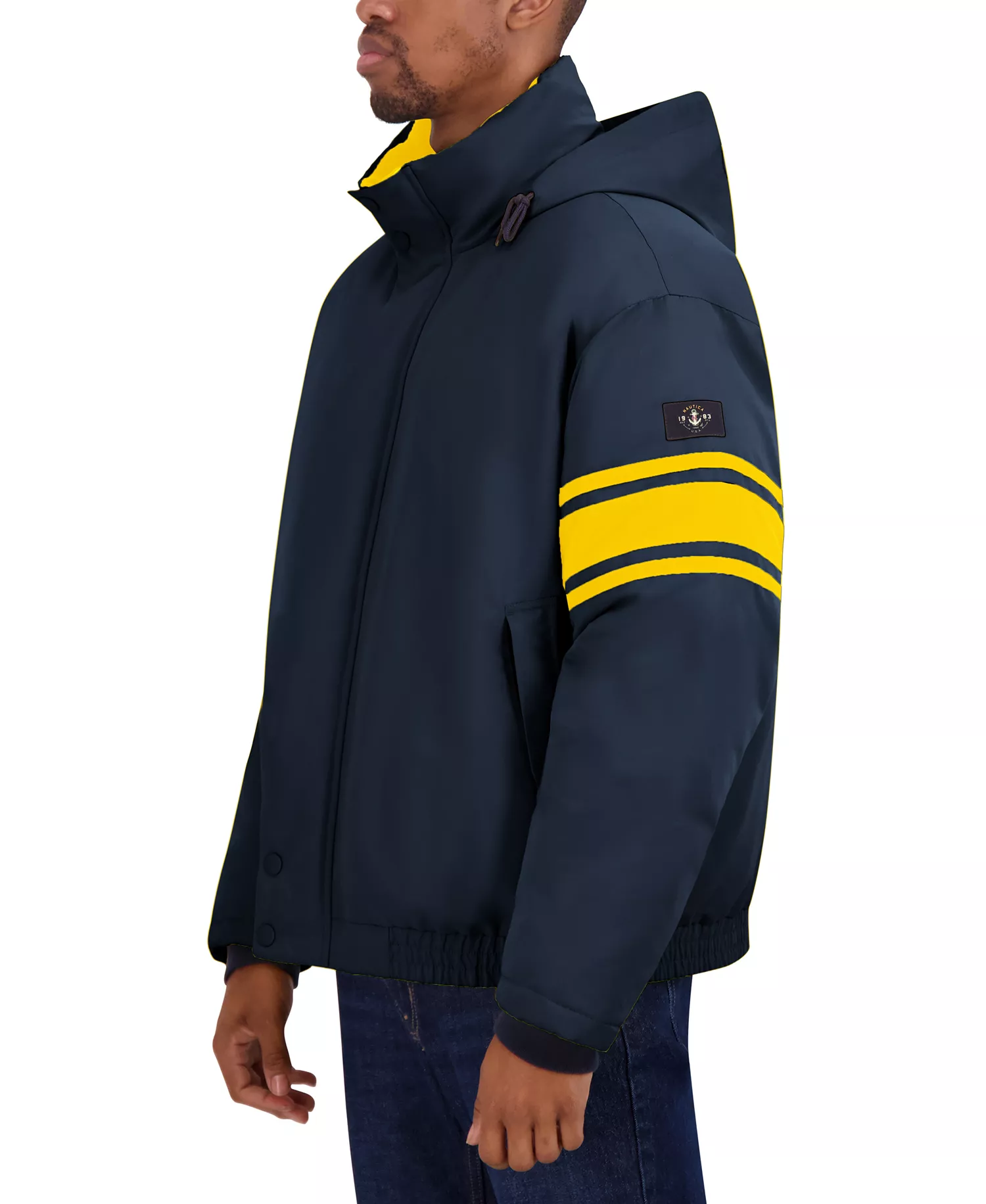 Men's Colorblocked Vintage Puffer Jacket - Navy - L