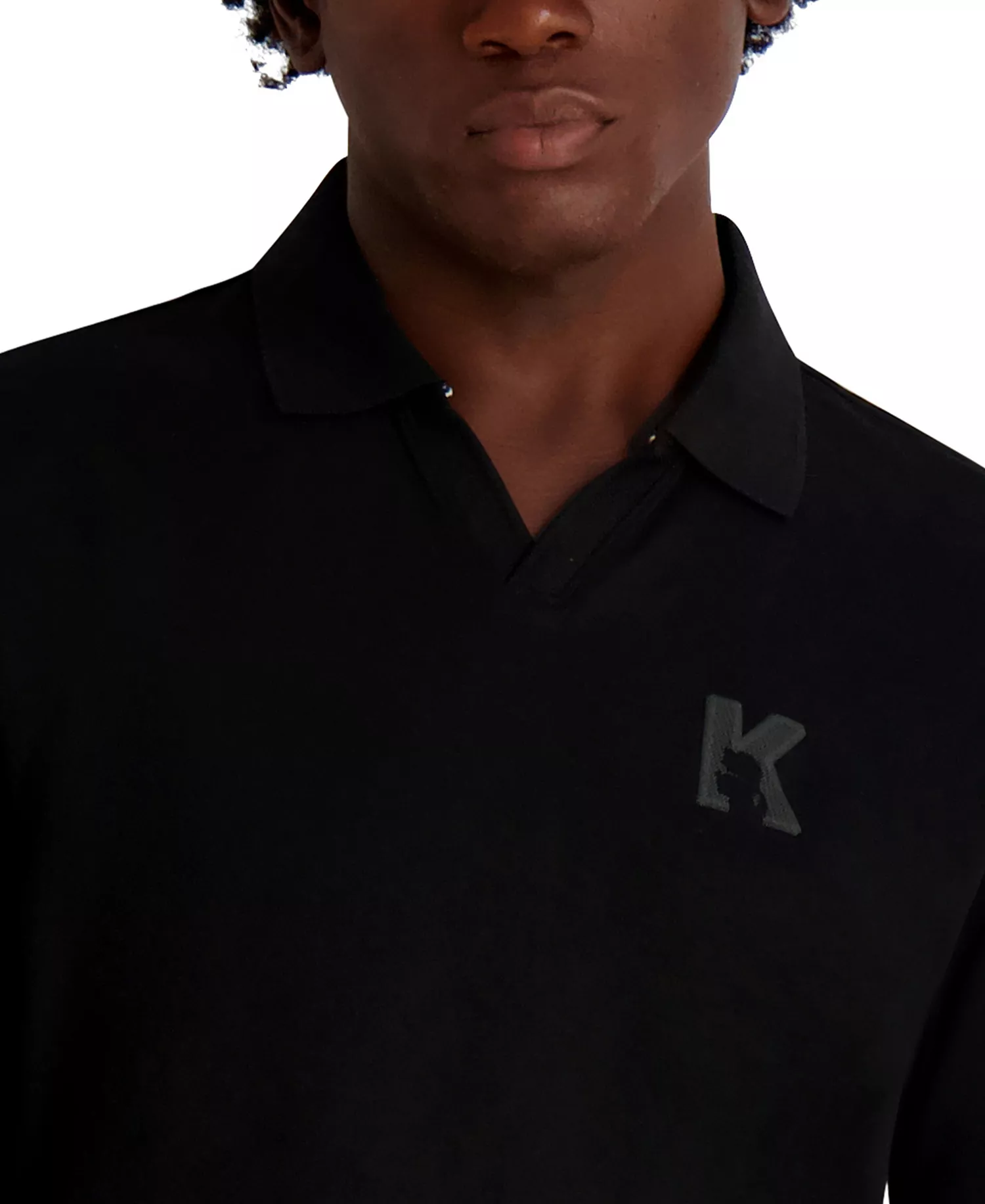 Men's Embroidered K Polo Shirt - BLACK - L