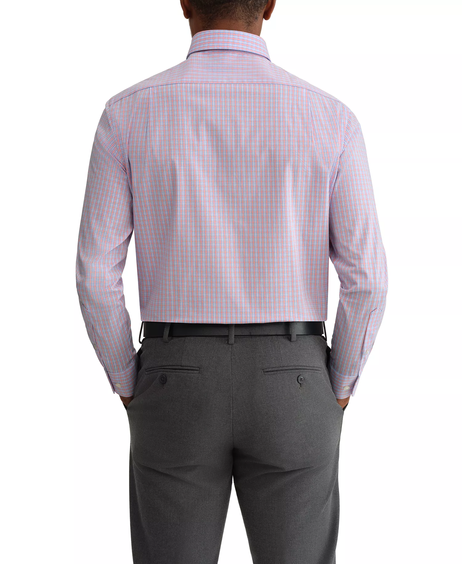 Men's Multi Plaid Long-Sleeve Dress Shirt - Coral Multi - 14.5 32/33