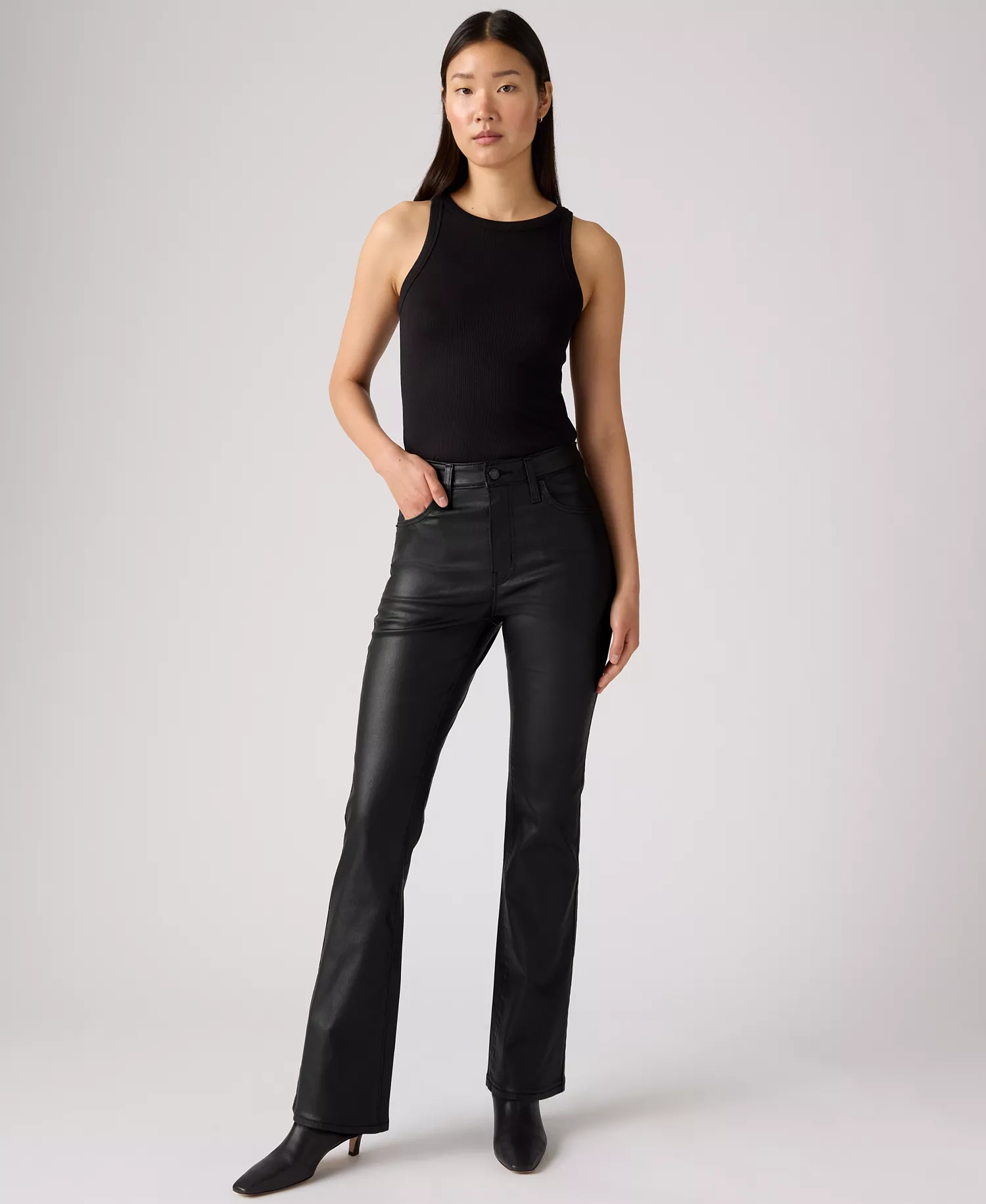 725 Coated High-Waist Classic Stretch Bootcut Jeans - Coated Caviar - 25