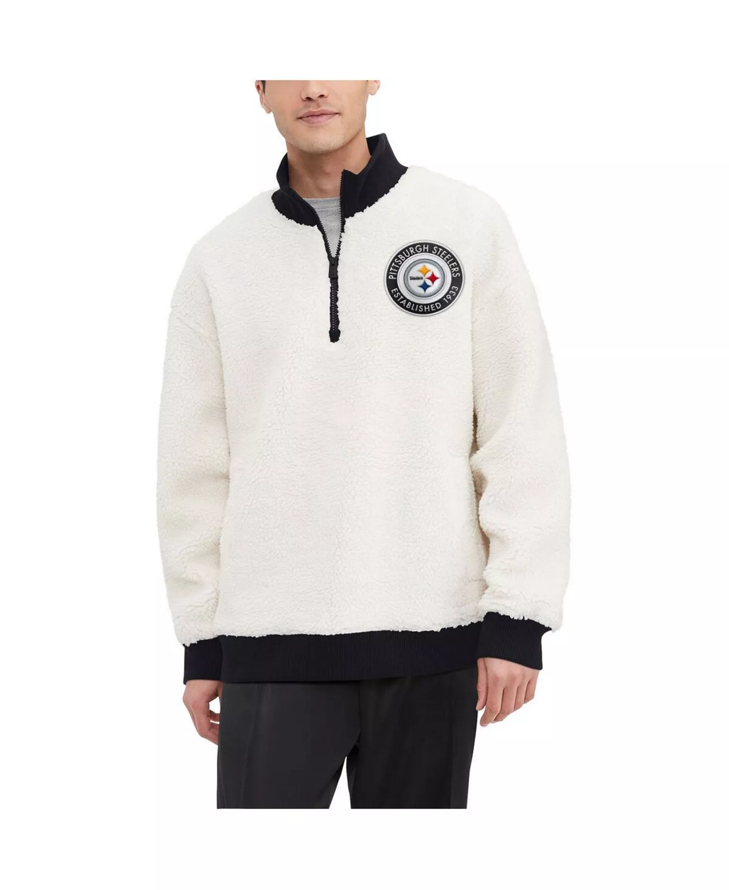 Men's Cream Pittsburgh Steelers Jordan Sherpa Quarter-Zip Sweatshirt - Cream, Black - L