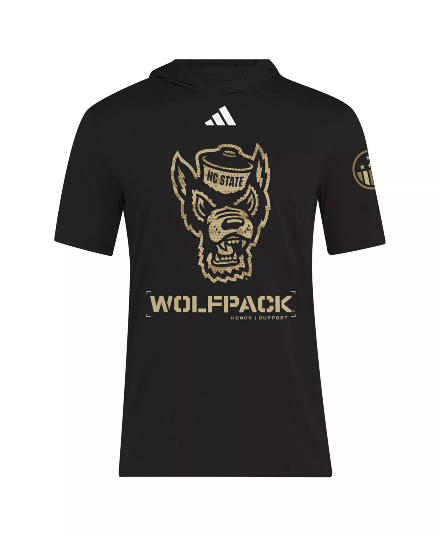 Men's Black NC State Wolfpack 2025 Military Appreciation AEROREADY Hooded T-Shirt - Black - 2XL