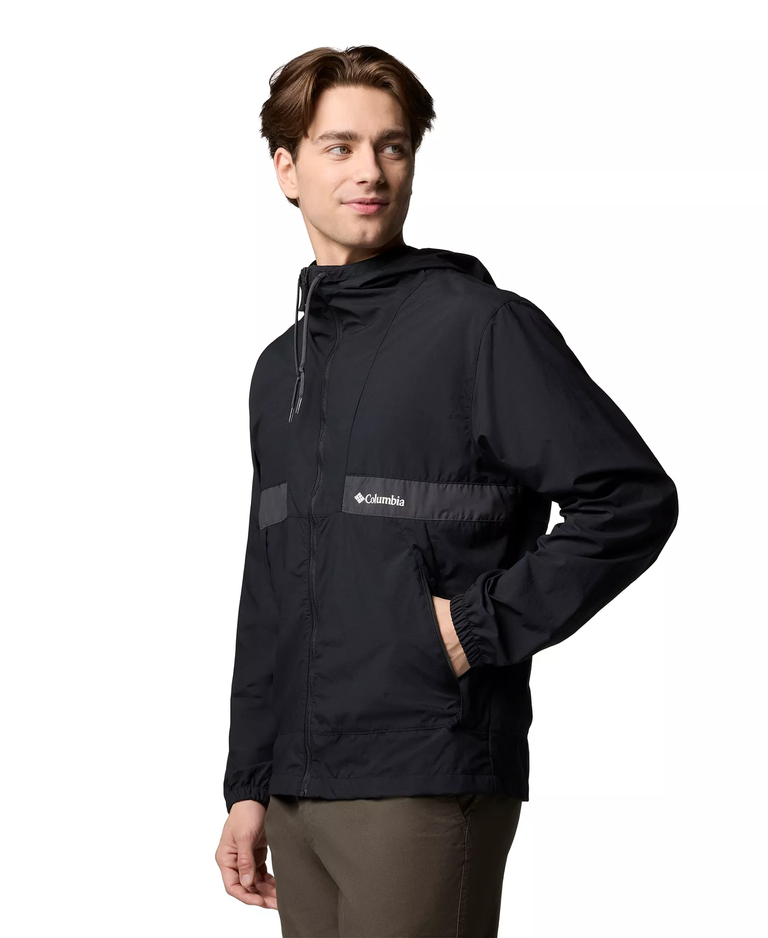 Men's Spire Valley Hooded Windbreaker - Black, Sha - L