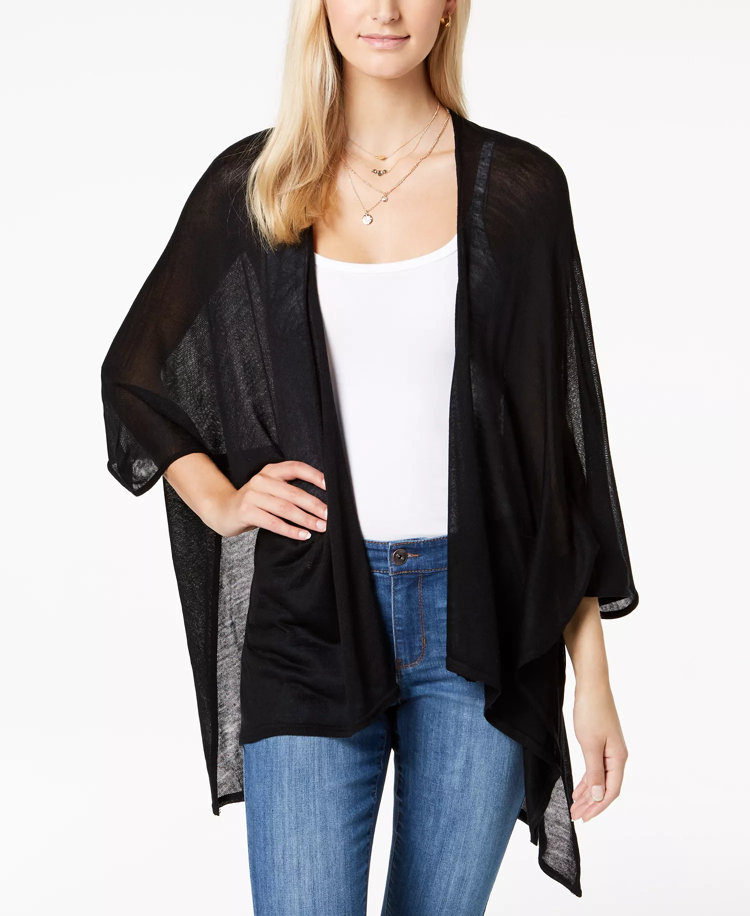 Knit Kimono, Created for Macy's - Black - ONE SIZE