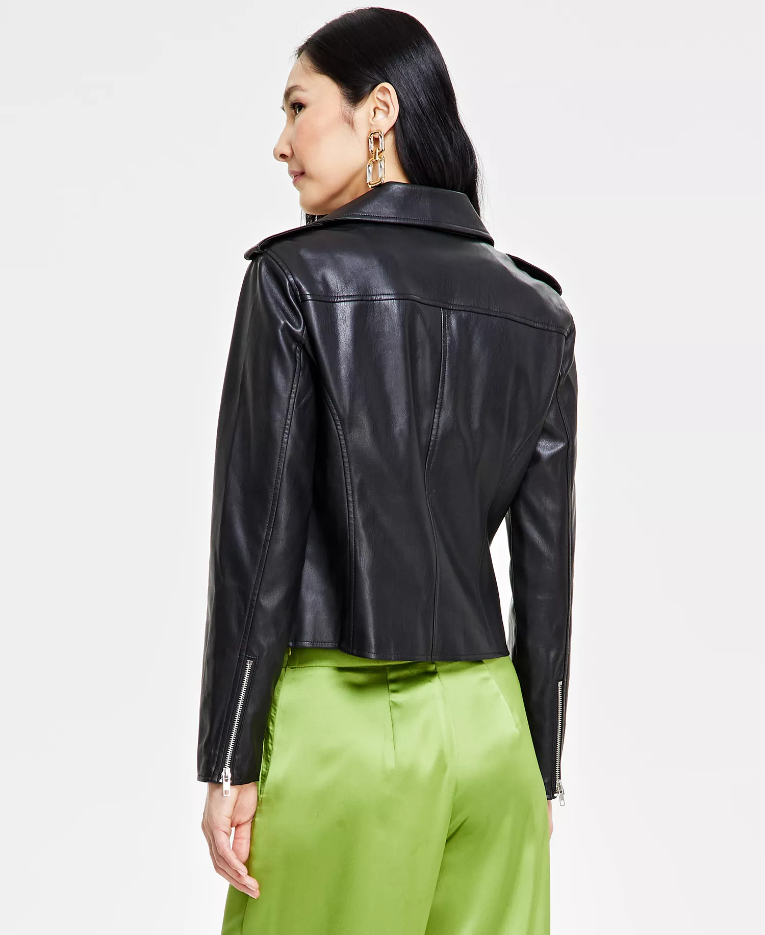 Women's Faux-Leather Jacket, Created for Macy's - Deep Black - S