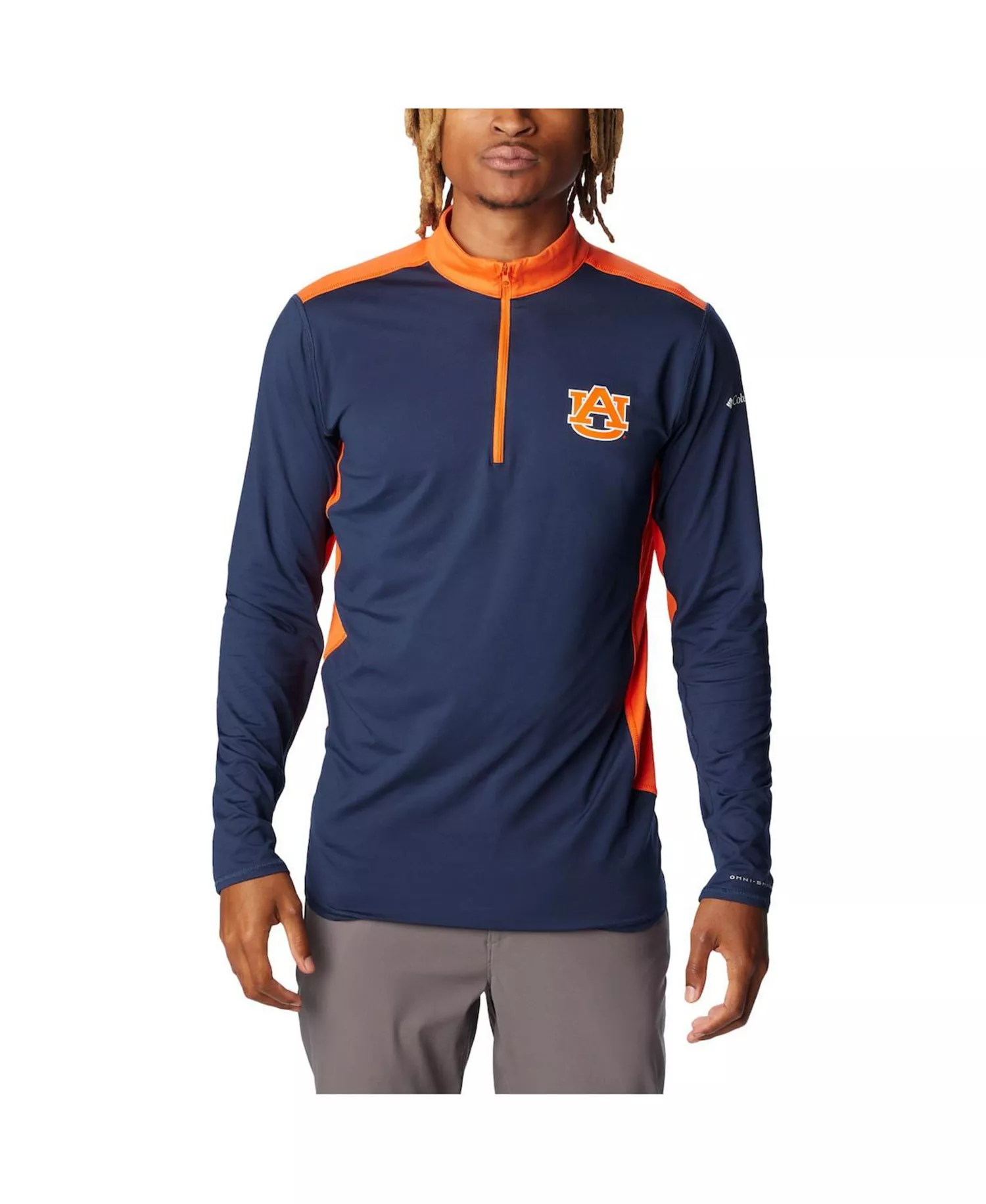Men's Navy Auburn Tigers Tech Trail Omni-Shade Quarter-Zip Top - Navy - 2XL