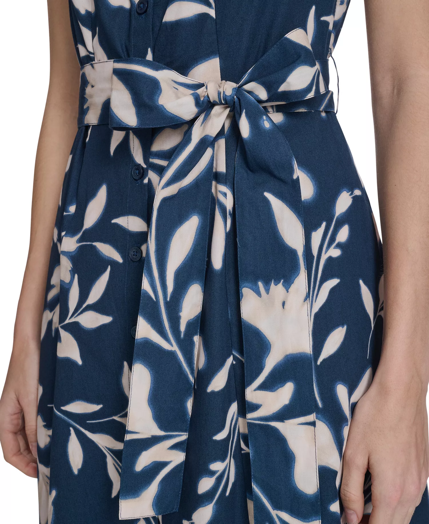 Women's Collared Floral Midi Dress - Indigo/Cashew - 10
