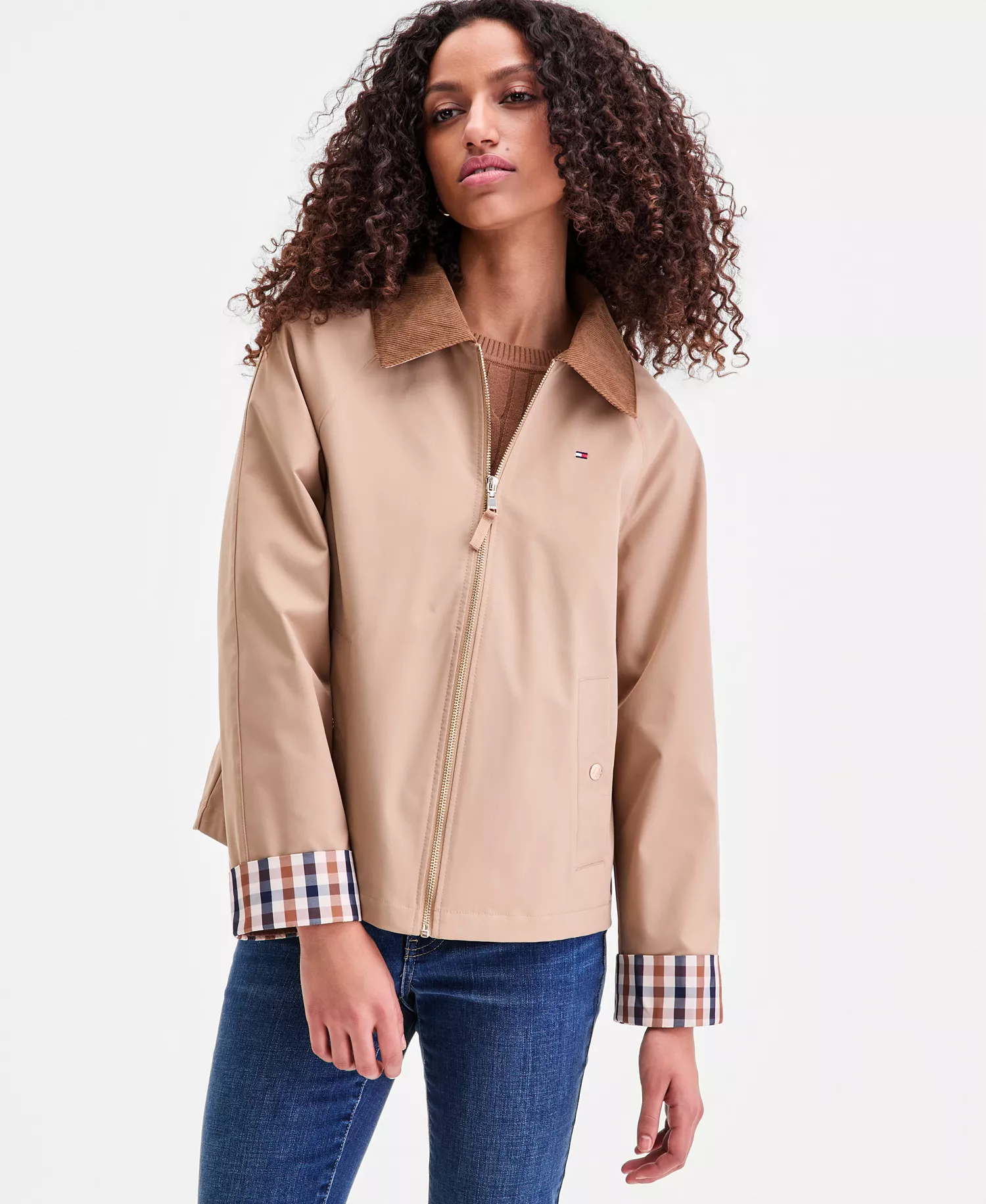 Petite Corduroy-Collar Barn Jacket - CAMEL - P/L
