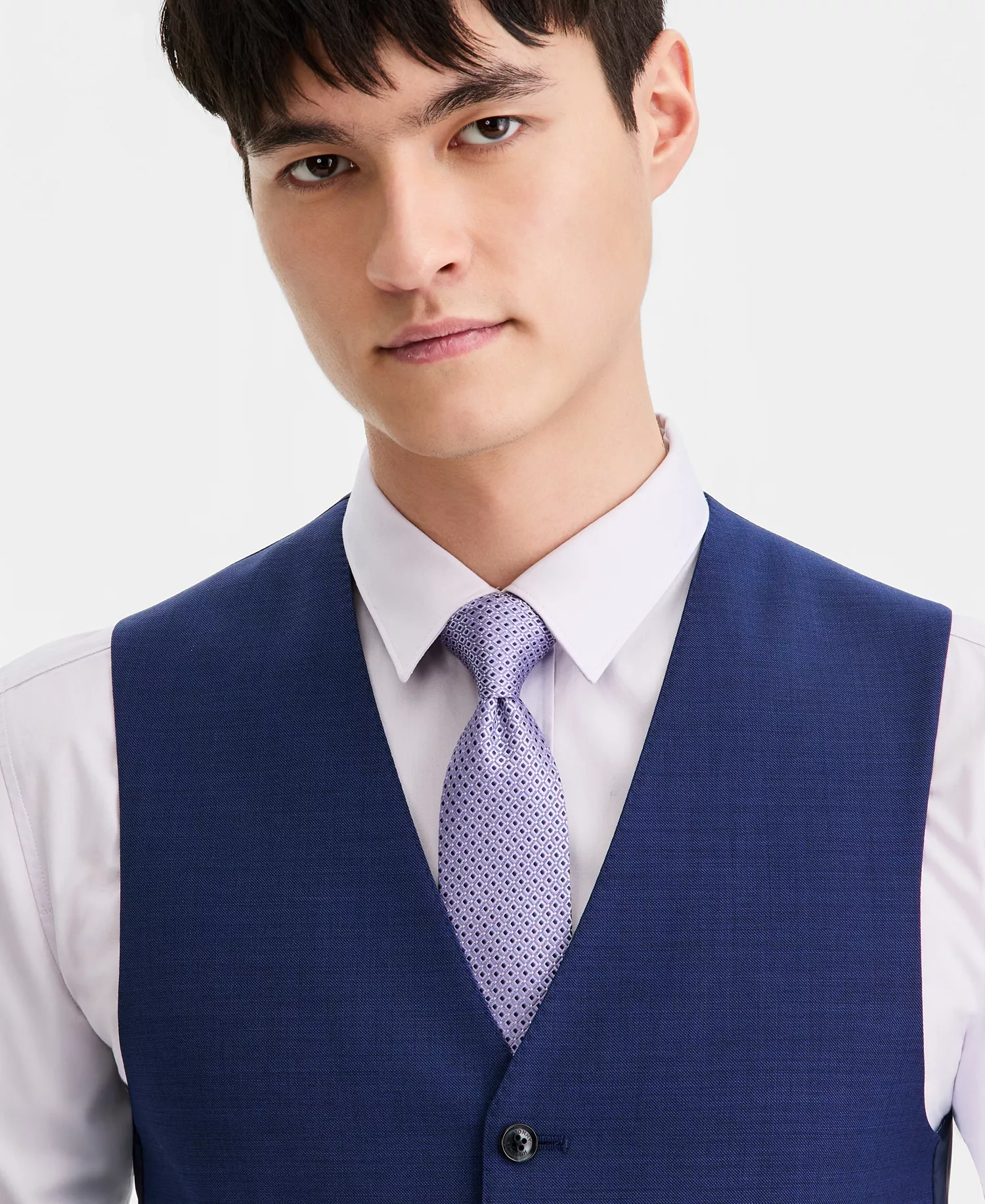 Men's Modern-Fit Wool-Blend Suit Separate Vest CLOSE OUT! - Bright Navy - 3XL