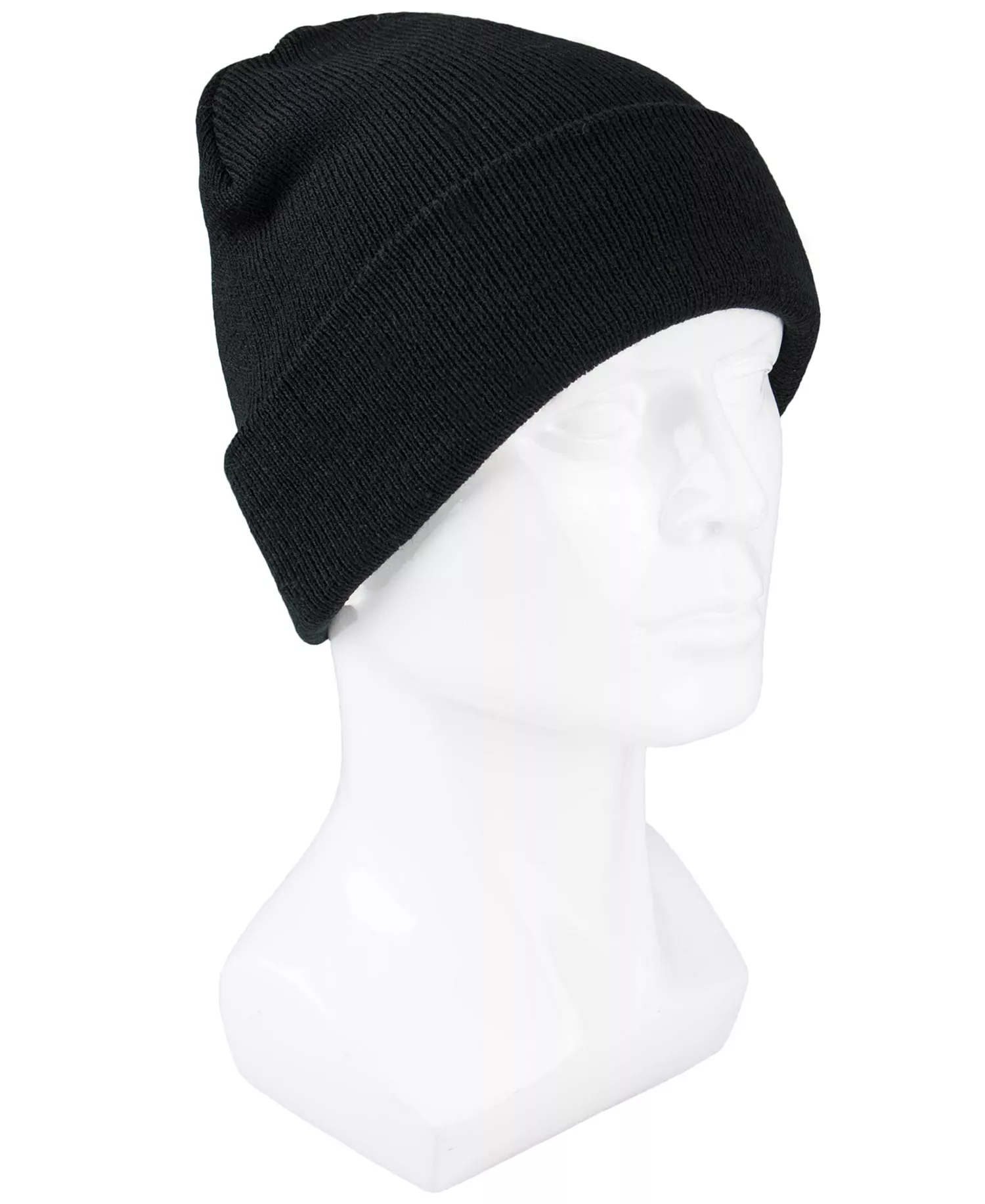 Men's Adjustable Fold Over Cuff Beanie - Black - NO SIZE