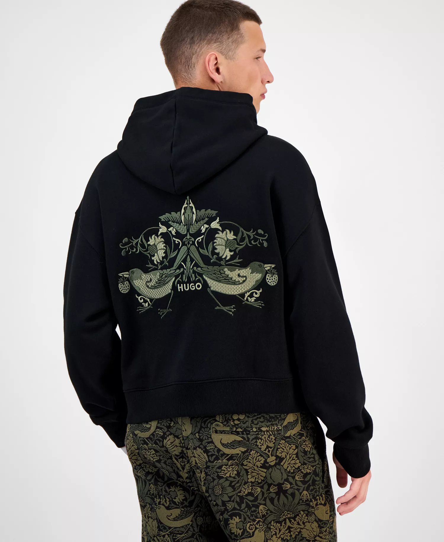 Men's Dimstone Relaxed Fit Long Sleeve  Embroidered Logo Hoodie - Black - XL