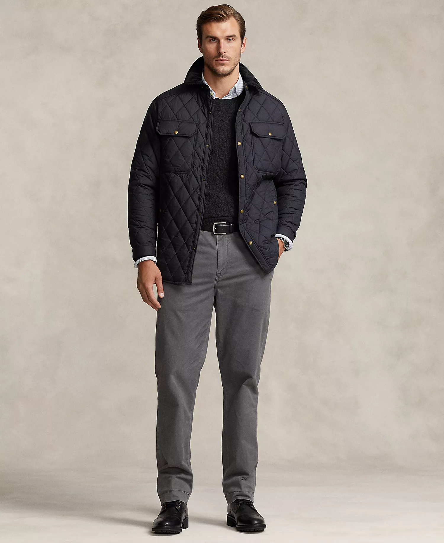 Men's Big & Tall Stretch Straight Fit Chino - Charcoal Grey - 36x36