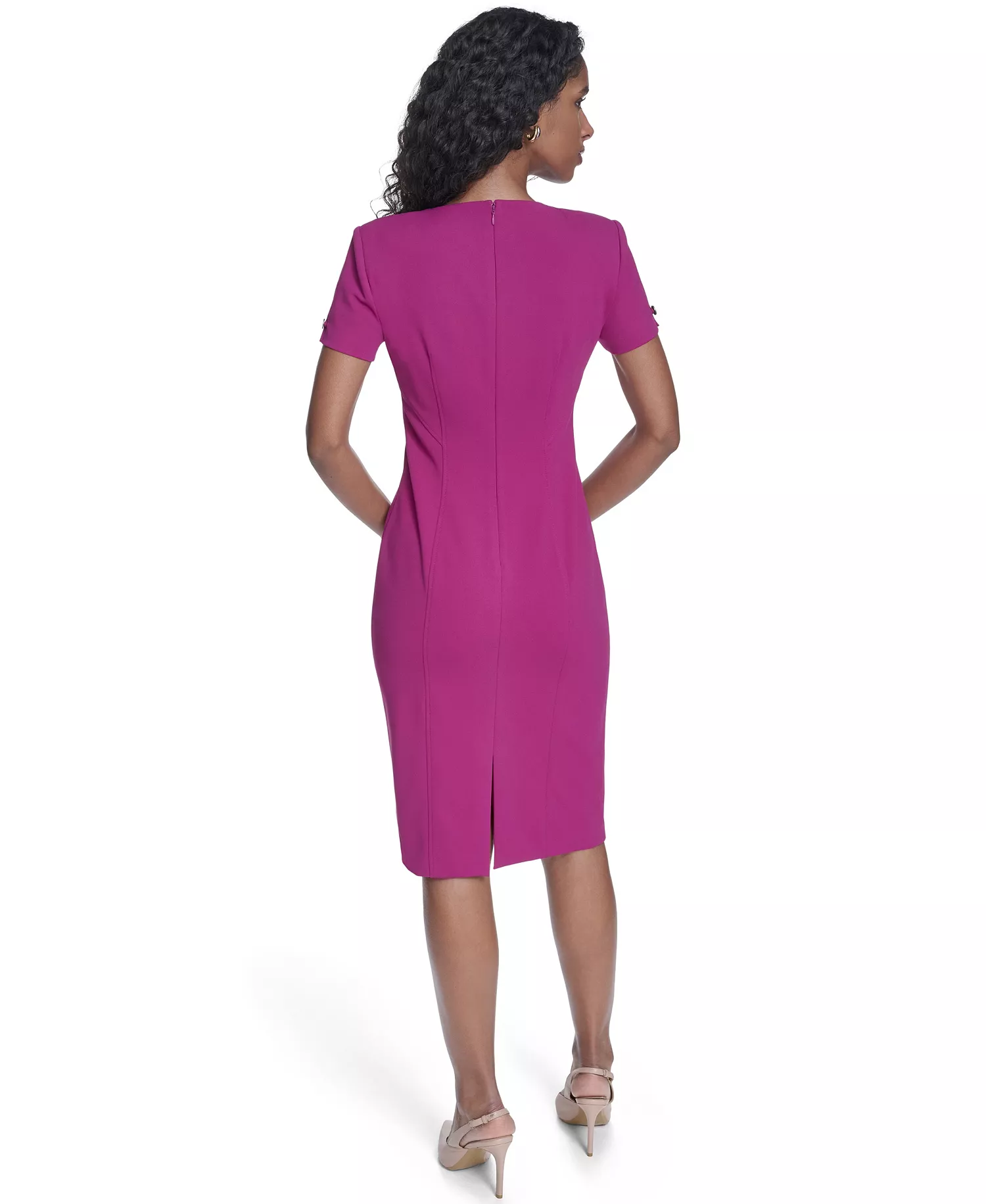 Women's Crewneck Short-Sleeve Sheath Dress - Boysenberry - 0P