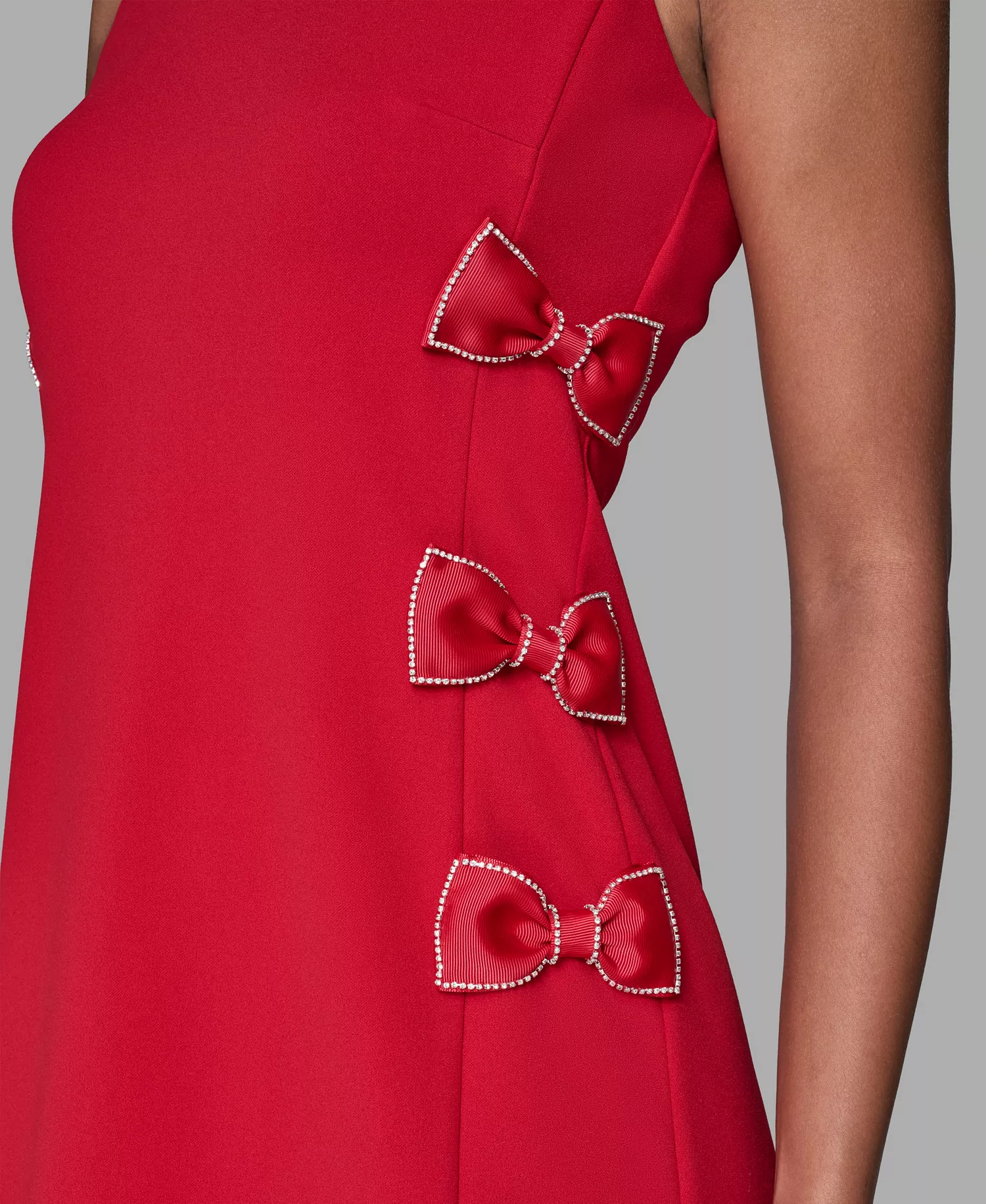 Women's Bow Detail Crew Neck Sheath Dress - Admiral Red - 4