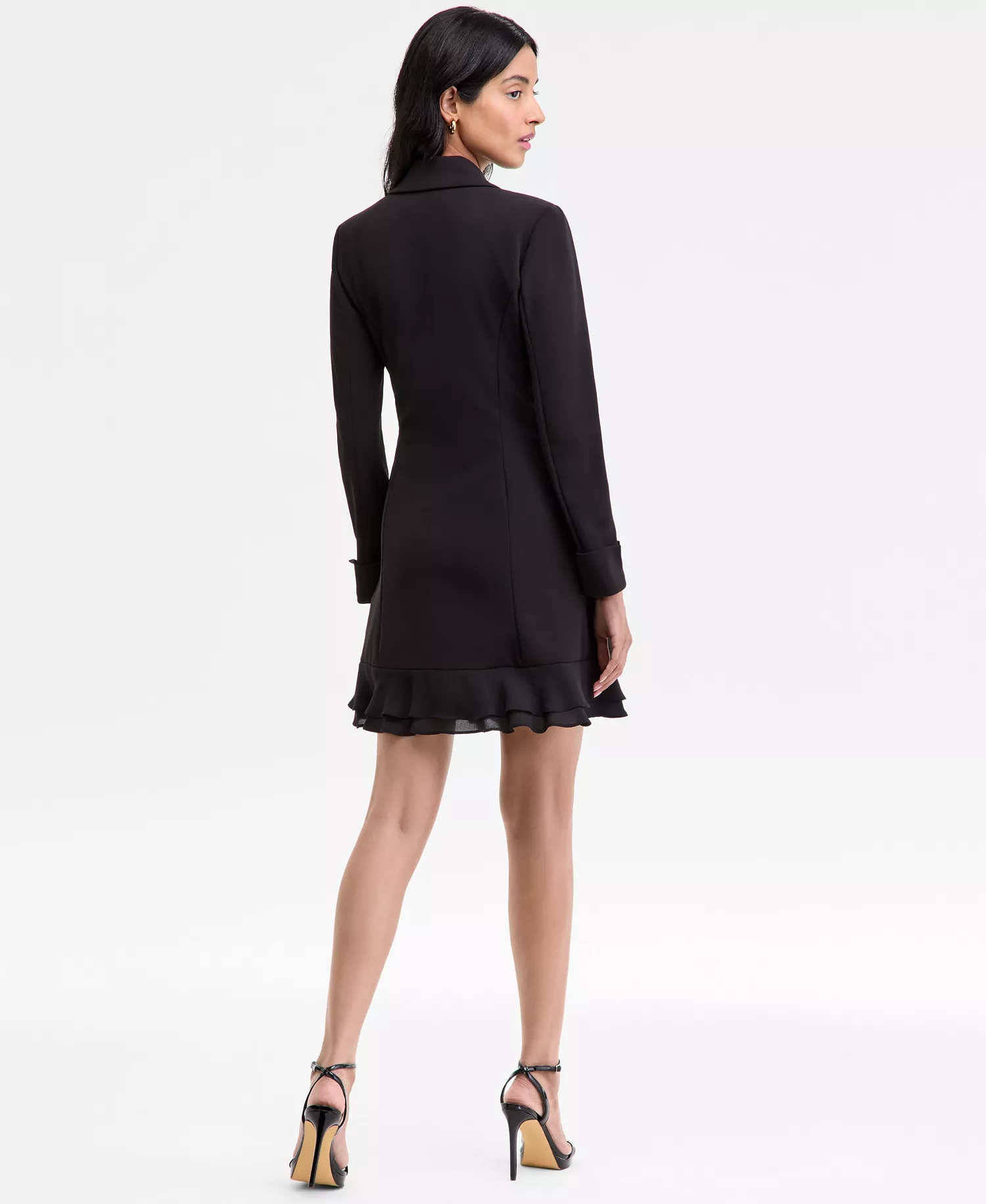 Women's Chiffon-Hem Blazer Dress - Black - 10