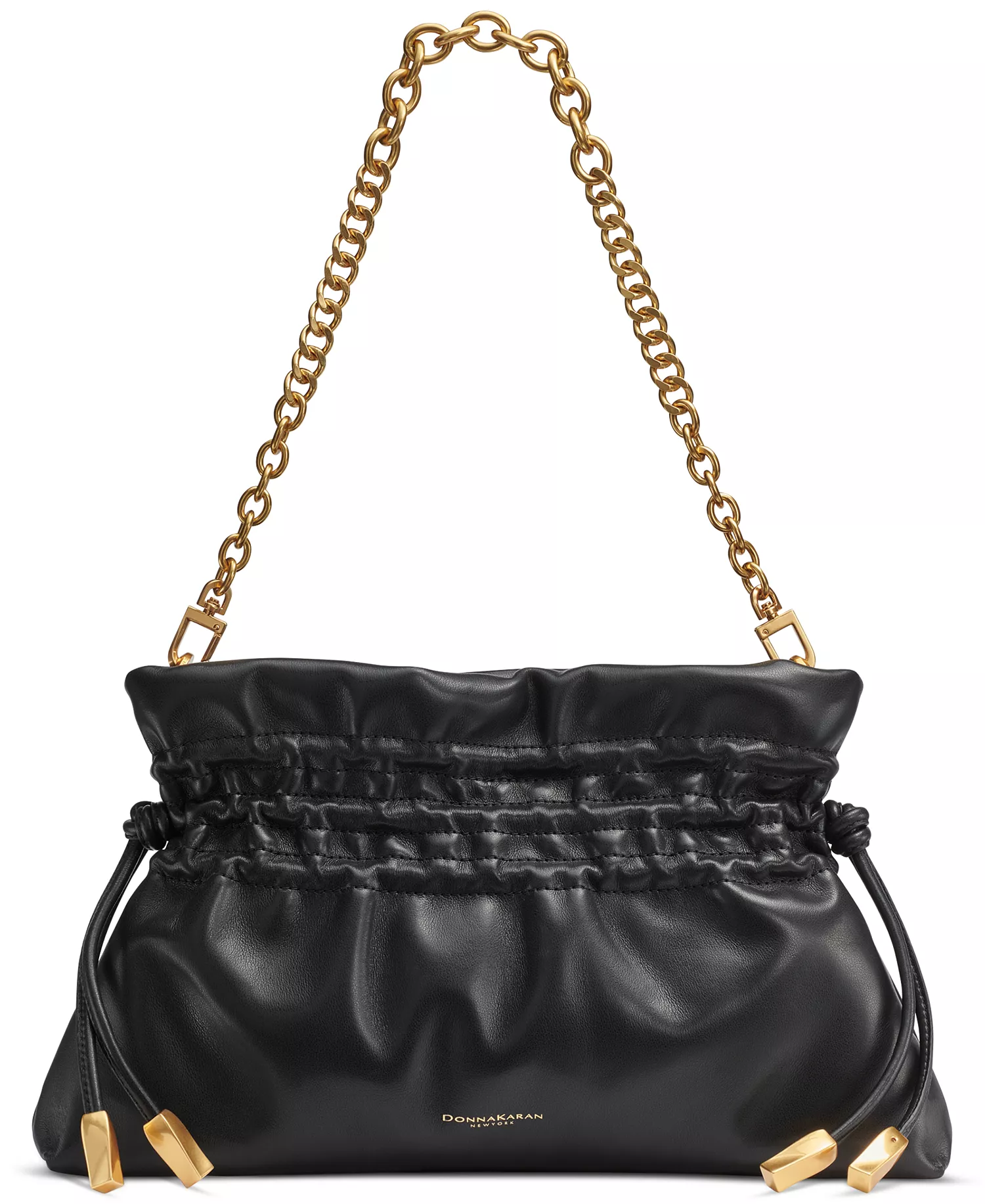 Southold Leather Clutch with Chain Strap - Black/gold - NO SIZE