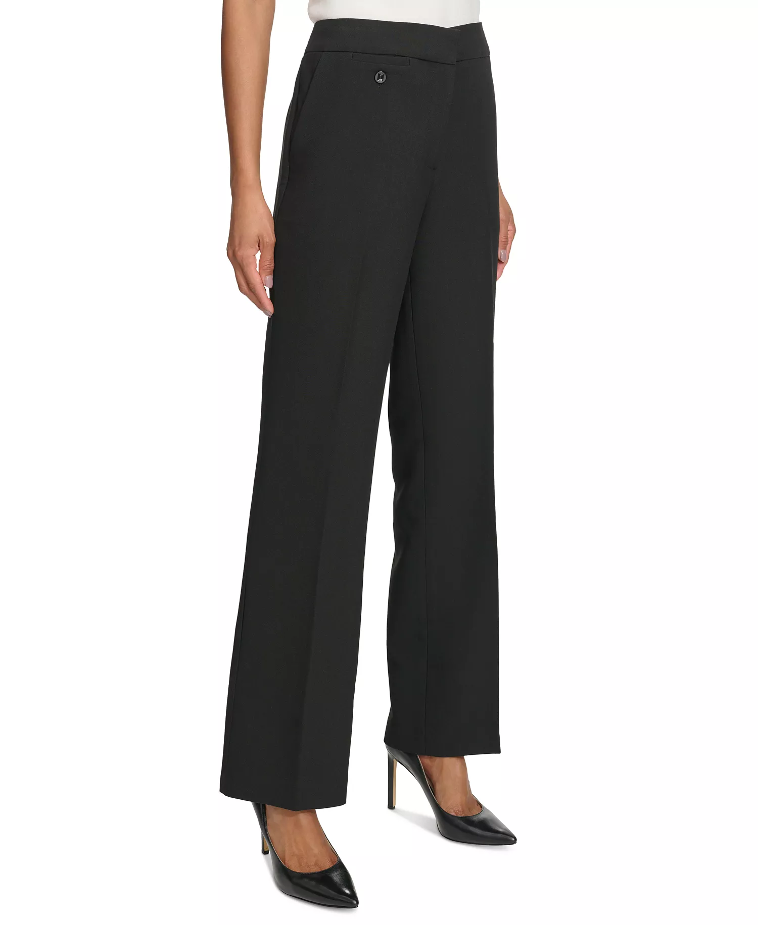 Karl Lagerfeld Women's Mid-Rise Crease-Front Bootcut Pants - Black - 0