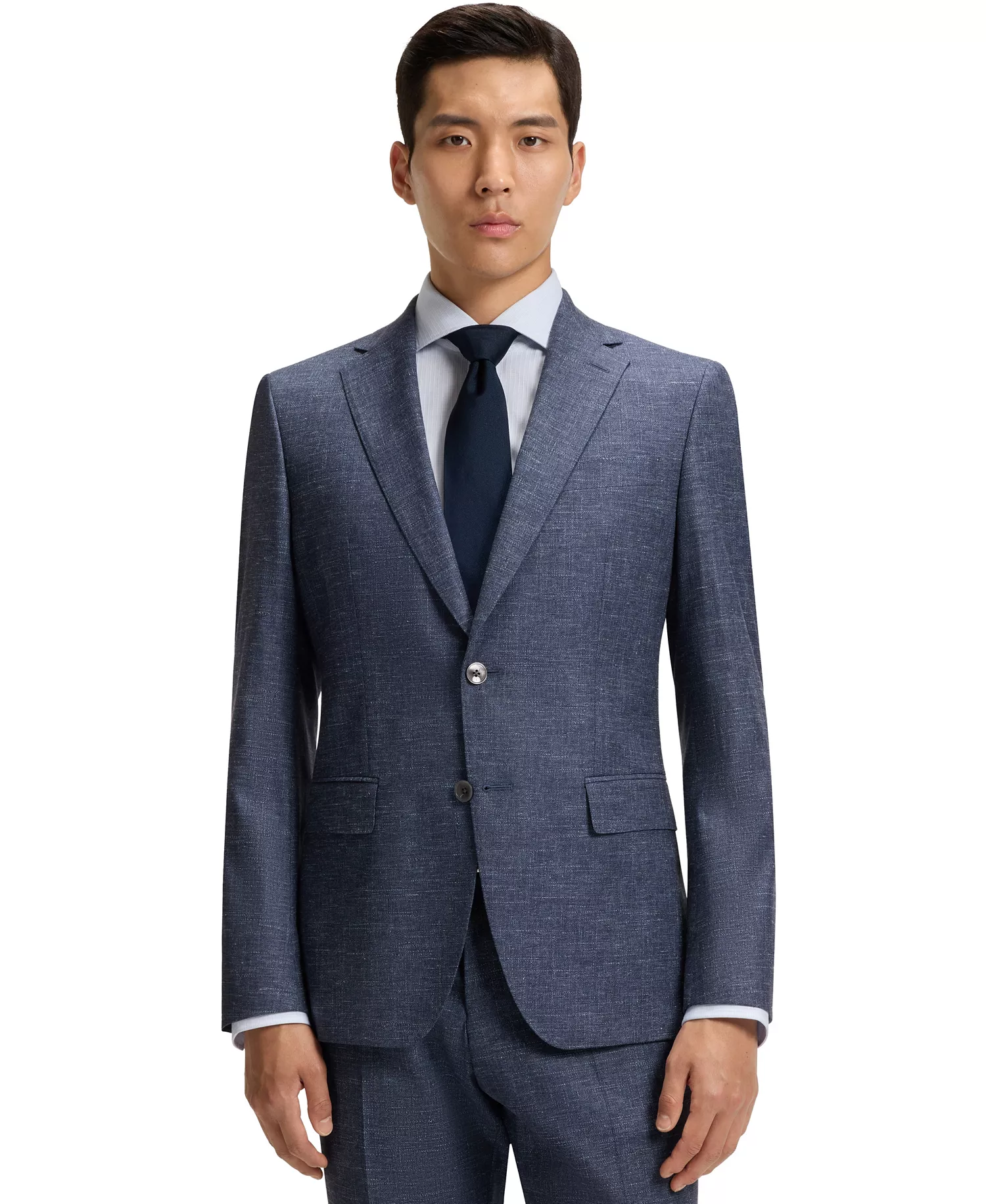 Men's Patterned Stretch Slim-Fit Blazer - Dark Blue - 36R