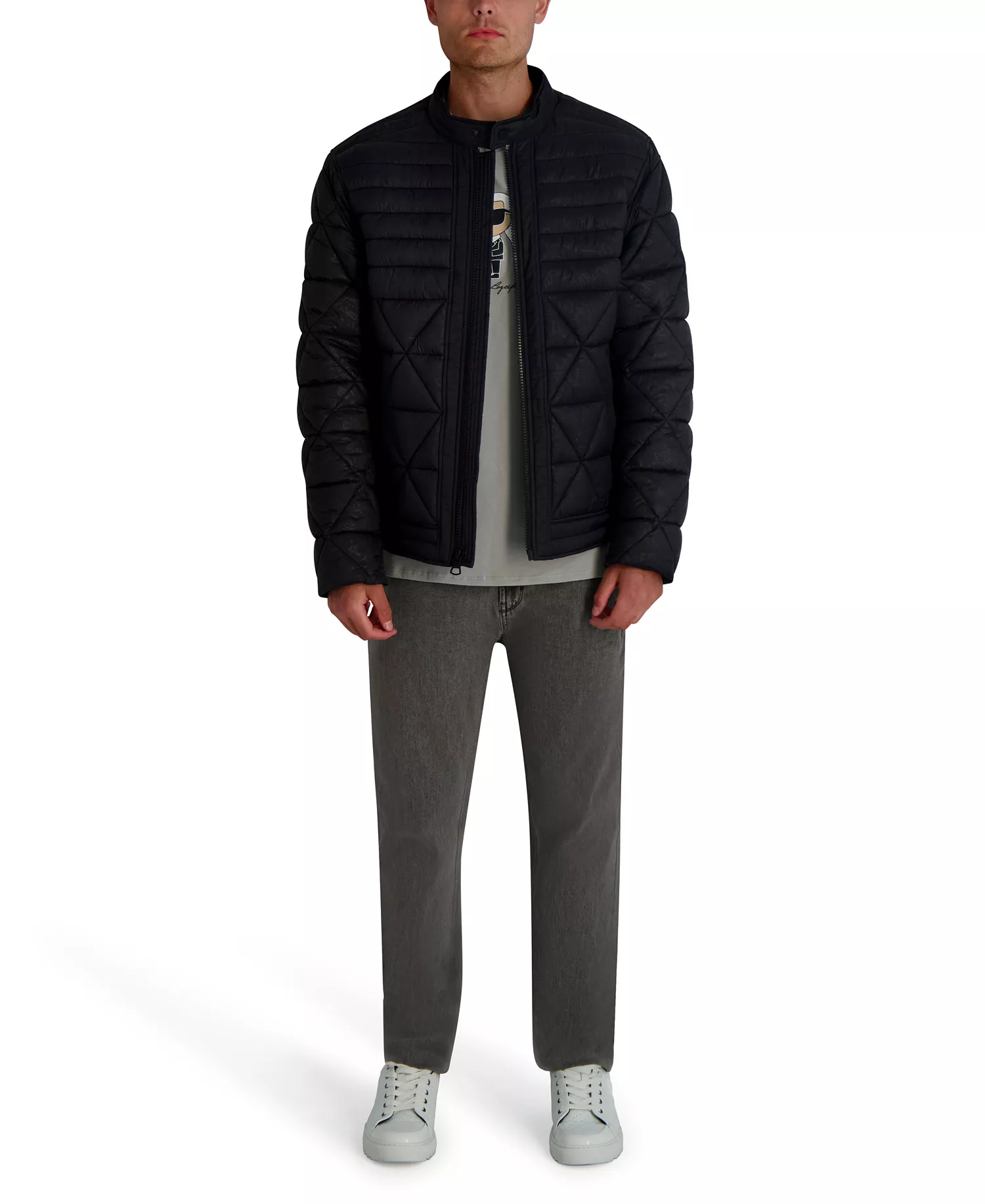 Men's Graffiti Karl Quilted Jacket - Black - 2XL