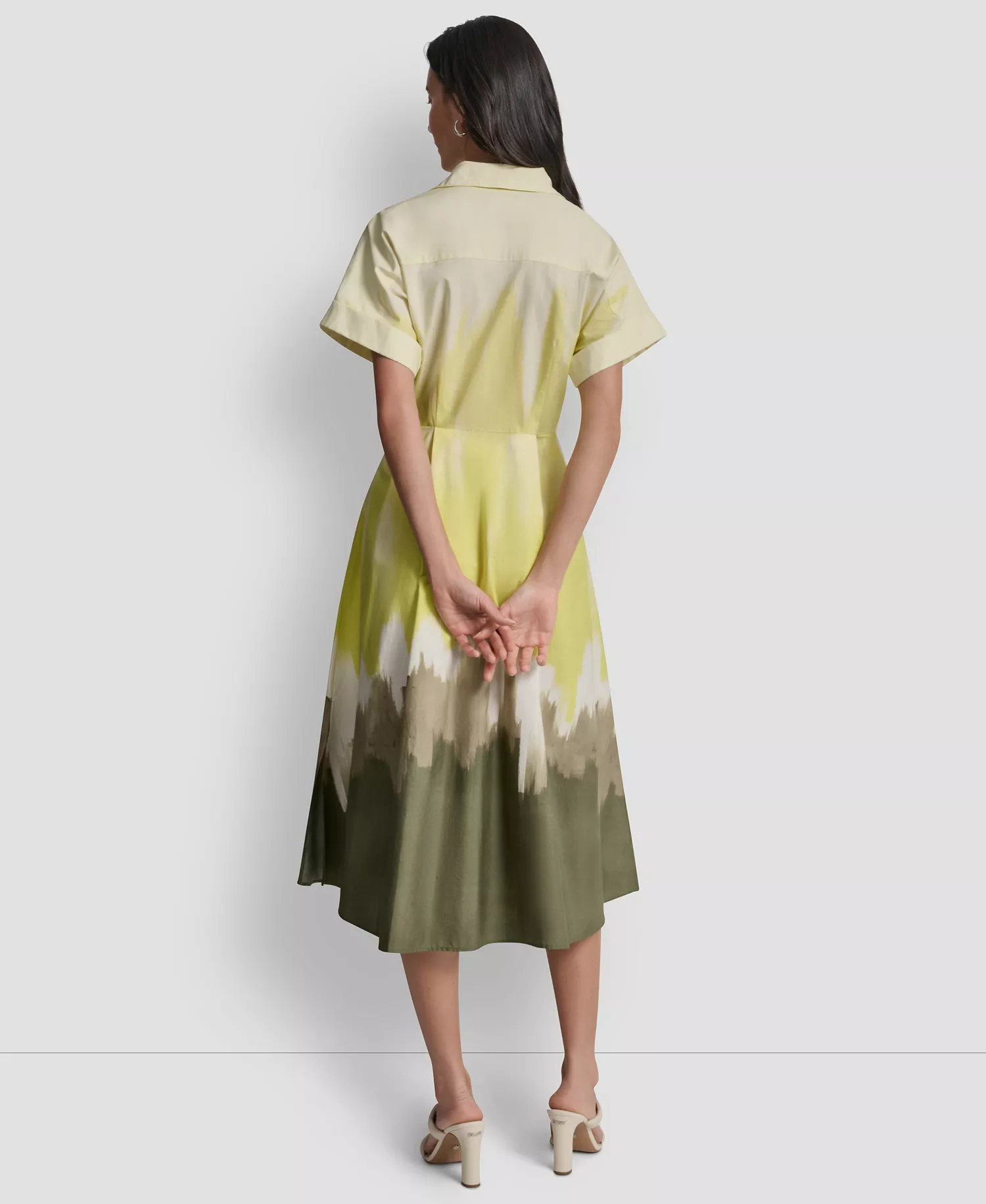 Women's Short-Sleeve Collared Printed Button-Front Dress - Daybreak Haze - L