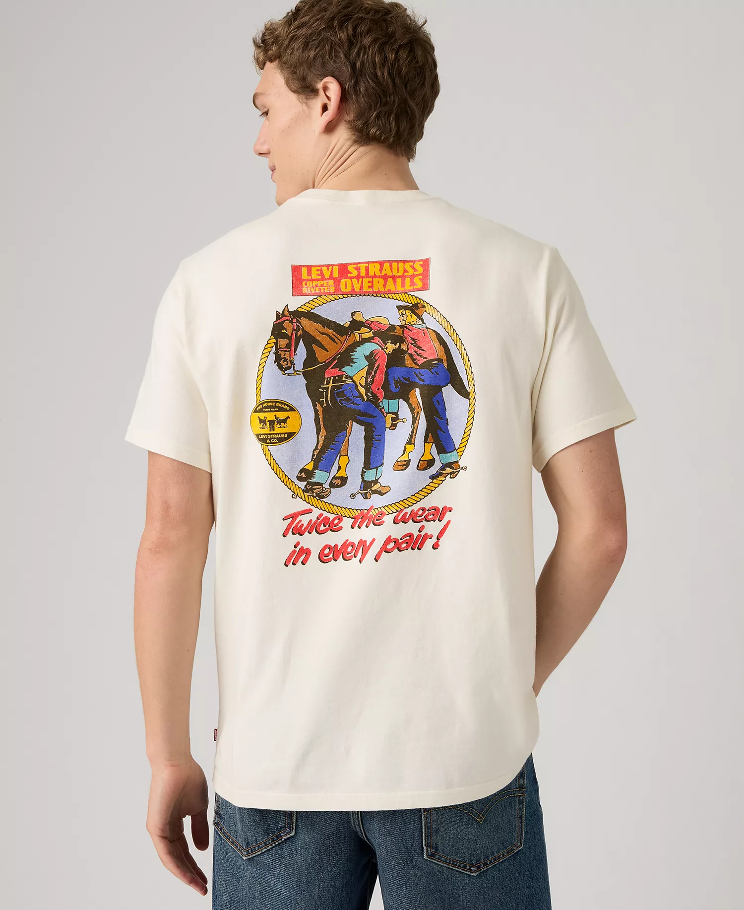 Premium Men's Relaxed-Fit Logo Graphic T-Shirt - ARCHIVAL OVERALLS 2 EGRET - 2XL