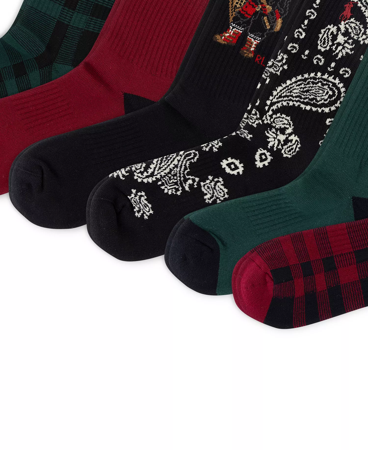 Men's 6-Pack Holiday Bear Crew Socks - Bast - 7-12