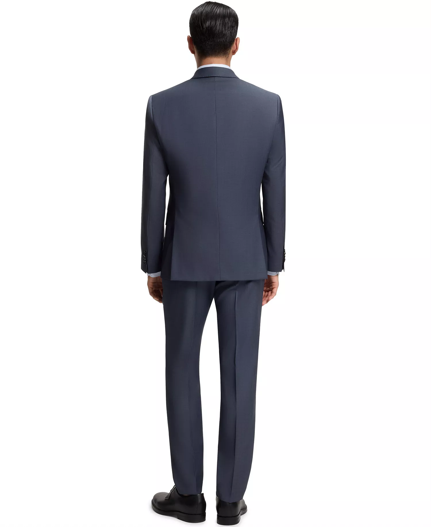 Men's Two-Piece Slim-Fit Patterned Virgin Wool Suit - Open Blue - 38R