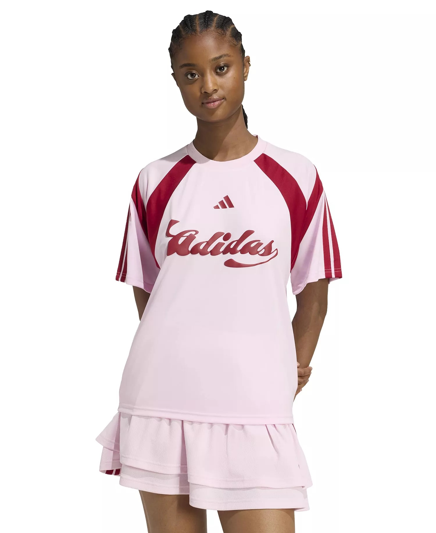 Women's Crewneck Sportswear Jersey T-Shirt - Clear Pink/active Maroon - 2XL