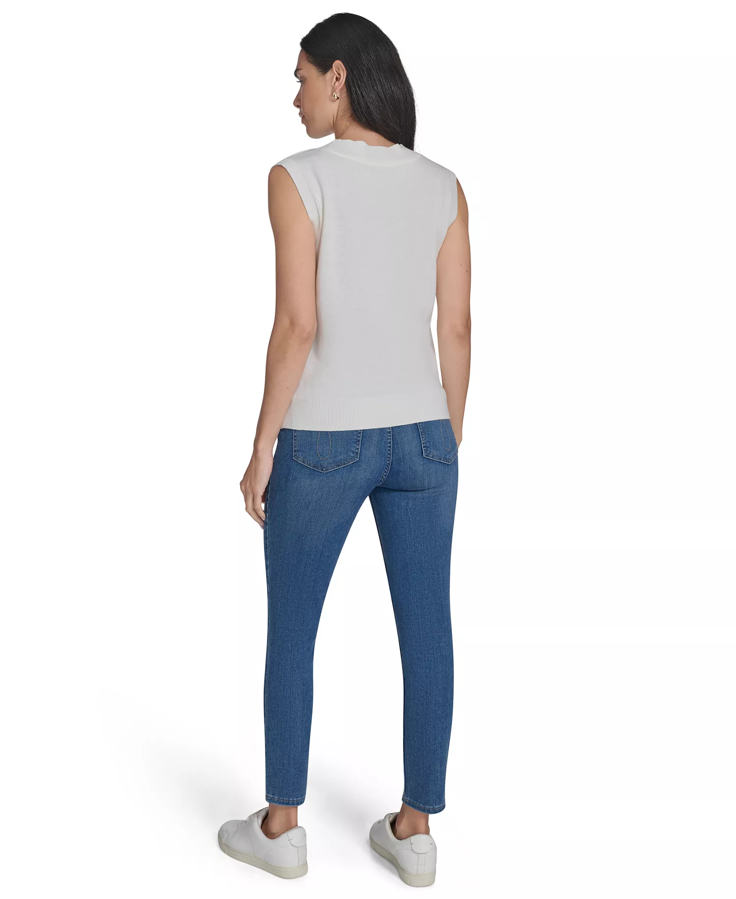 Nautica Women's V-Neck Pointelle Sweater - Ivory - L