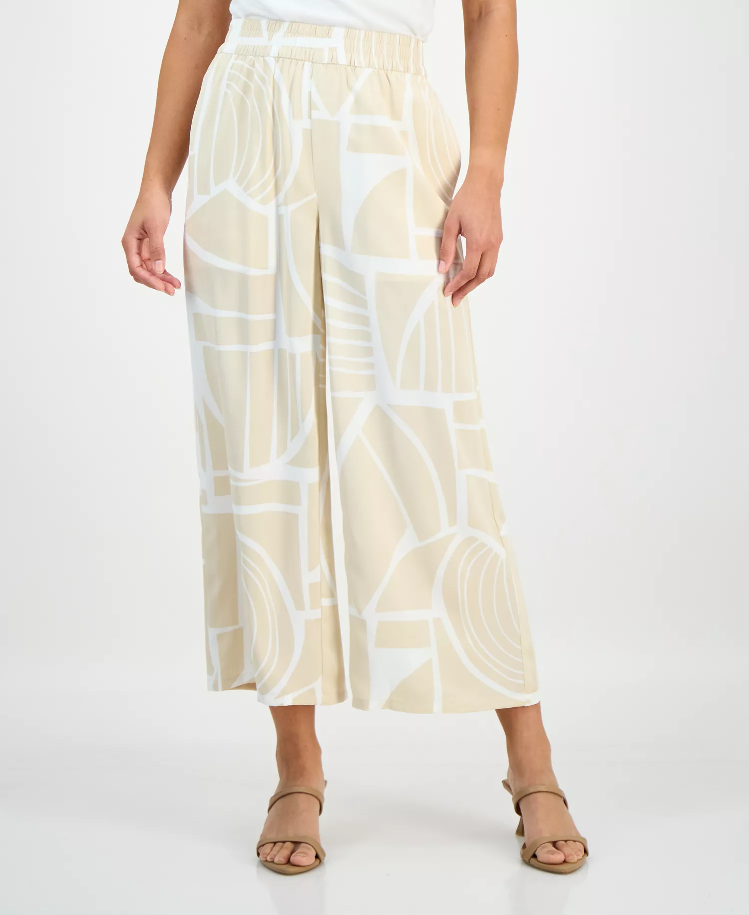 Petite Printed Cropped Pull-On Pants, Macy's Exclusive - Fae Geo Ne - P/L - Petite