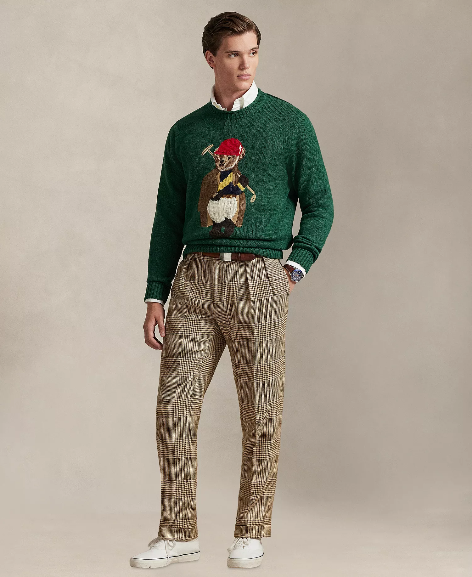 Men's Polo Bear Roll Neck Sweater - New Forest - 2XL