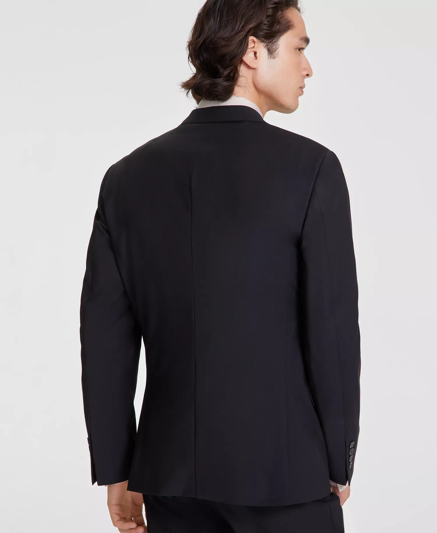 Men's Slim-Fit Wool-Blend Stretch Suit Jackets - Black - 36R