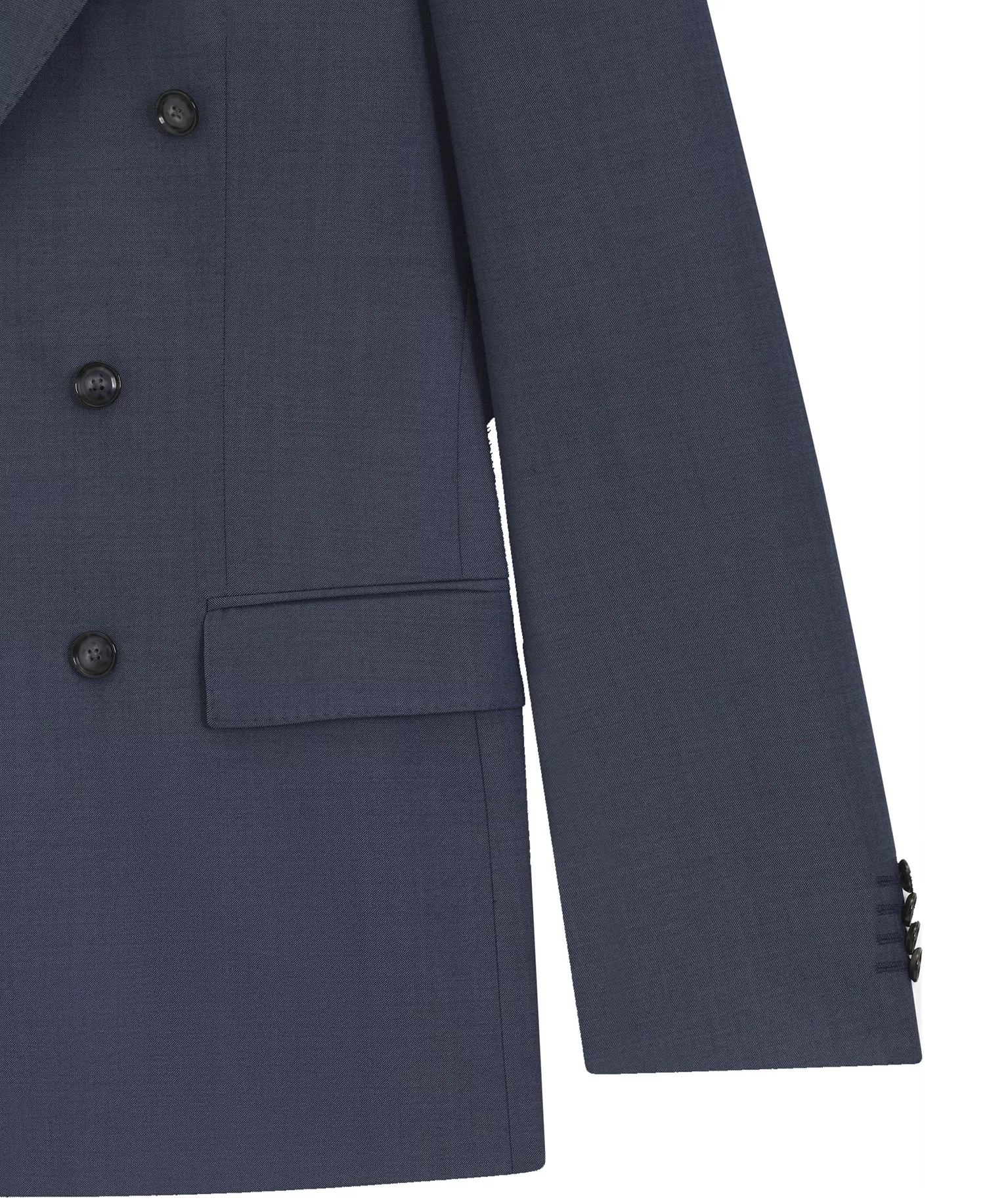 Men's Two-Piece Slim-Fit Patterned Virgin Wool Suit - Open Blue - 38R