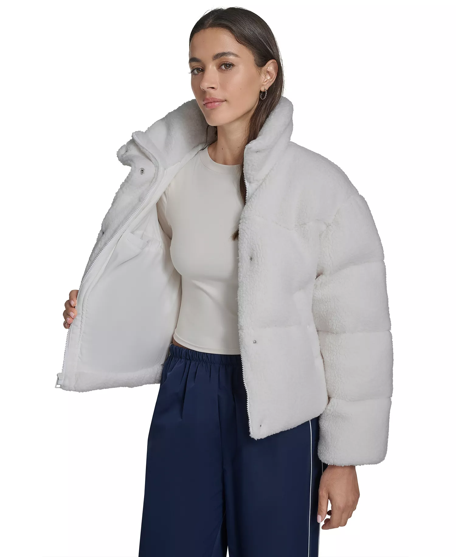 Women's Regular Sherpa Western Puffer Jacket - Cream - L