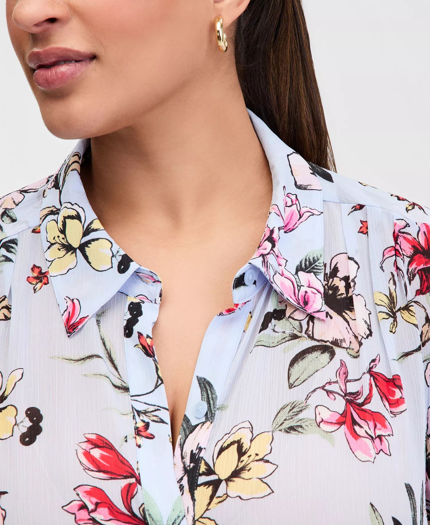 Plus Size Collared Button-Front Shirt, Macy's Exclusive - Dara Blooms - 0X