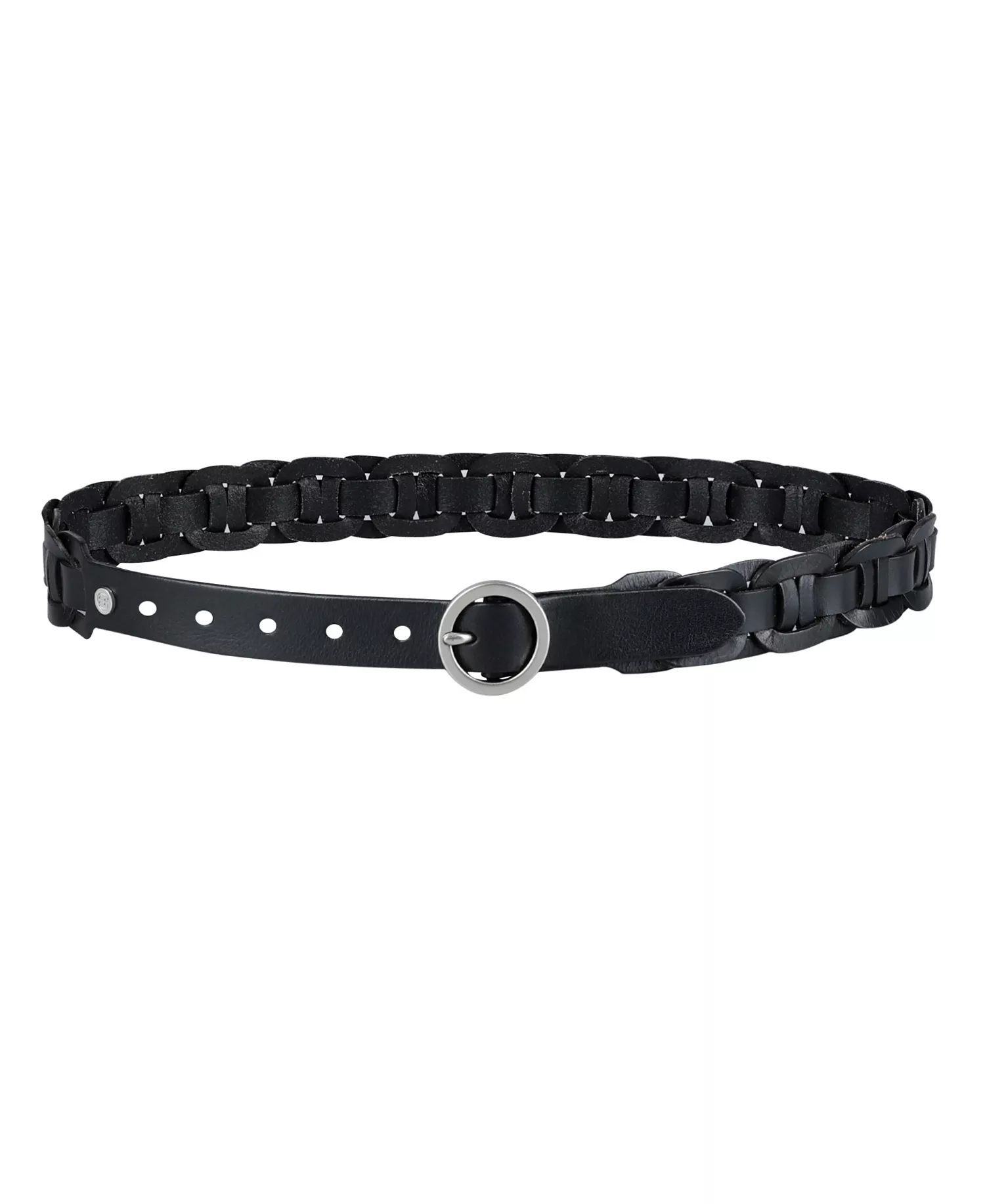 Women's Woven Leather Linked Casual Belt - Black - 2X