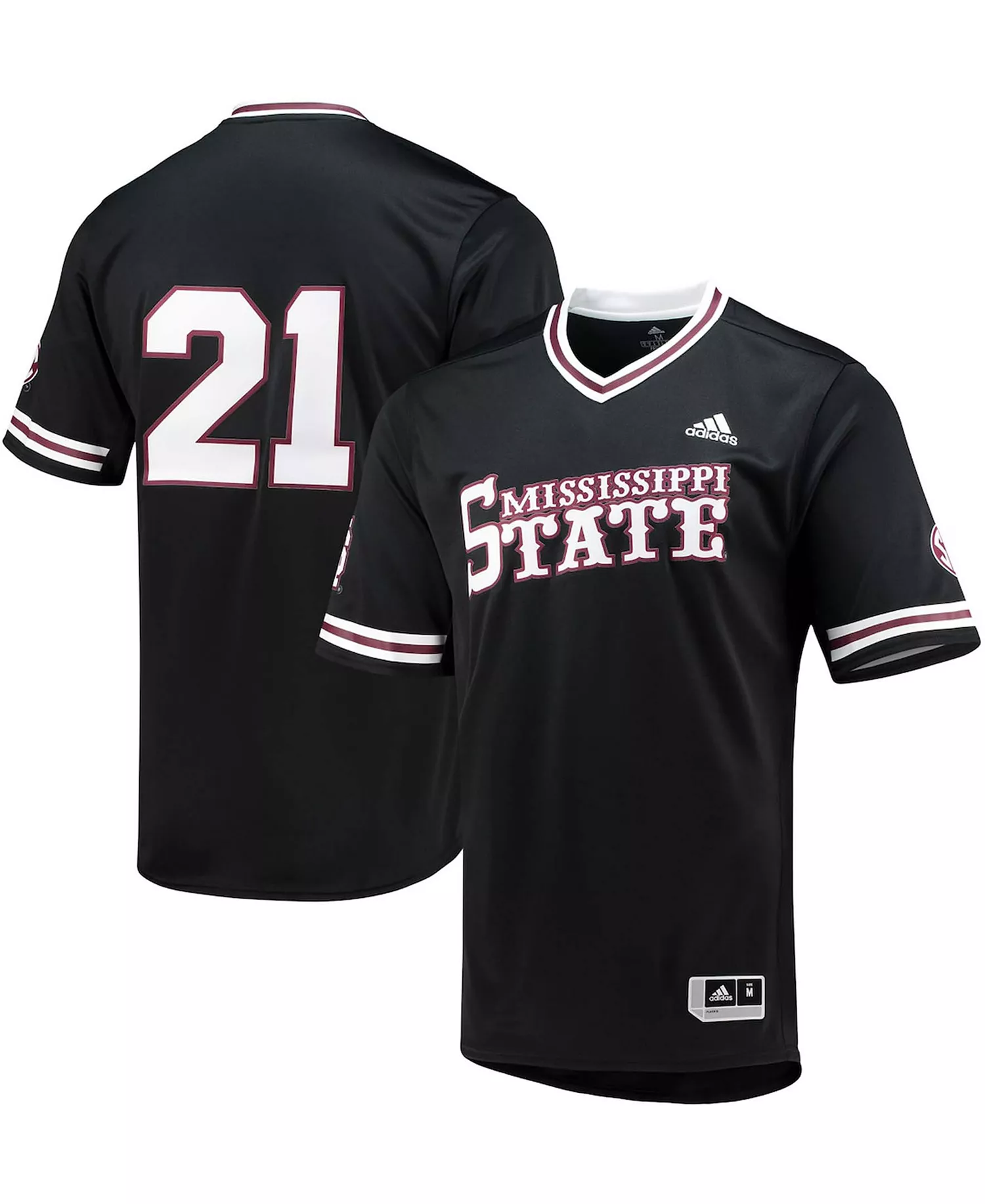Men's Black Mississippi State Bulldogs Replica V-Neck Baseball Jersey - Black - L