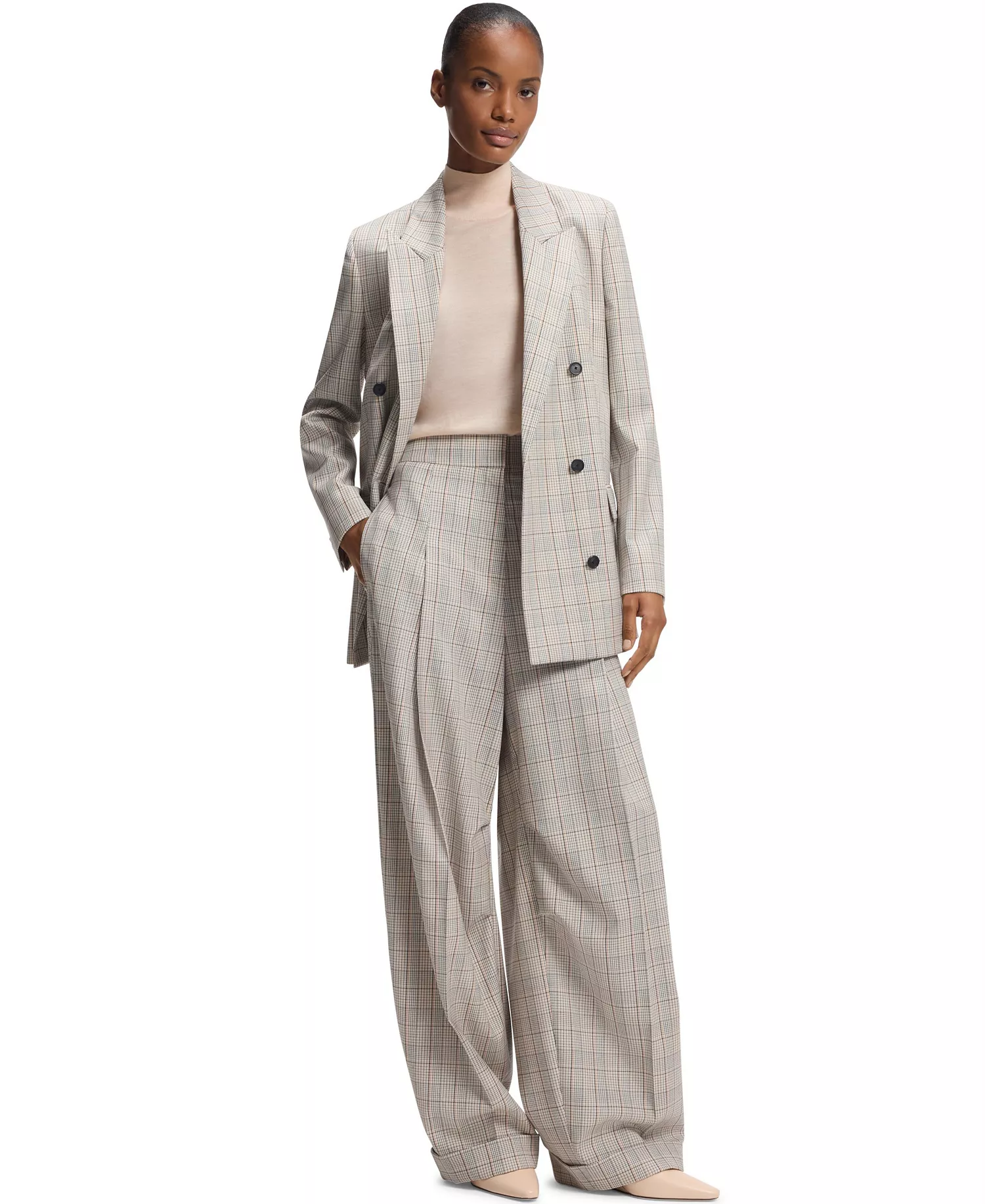 BOSS by Women's Merino Wool Sleeveless Mock Neck Top - Natural - L